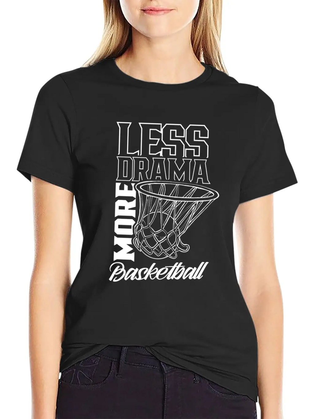 Less Drama More Basketball Match Player Team Casual Graphic T-Shirt – Simple And Comfortable Daily Wear