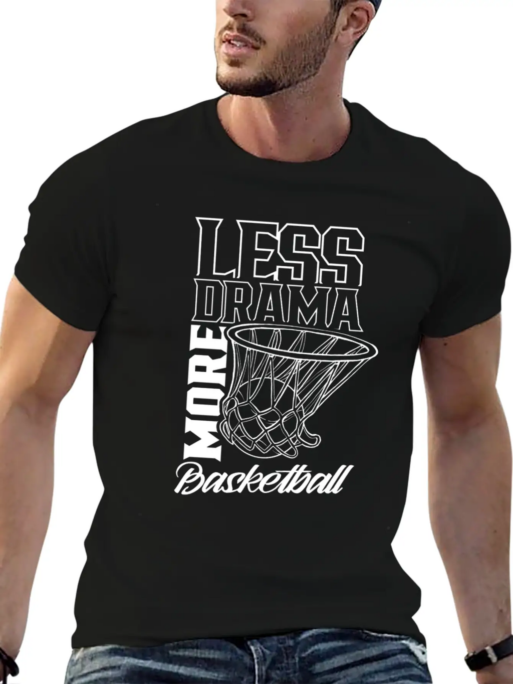 Less Drama More Basketball Match Player Team Casual Graphic T-Shirt – Simple And Comfortable Daily Wear