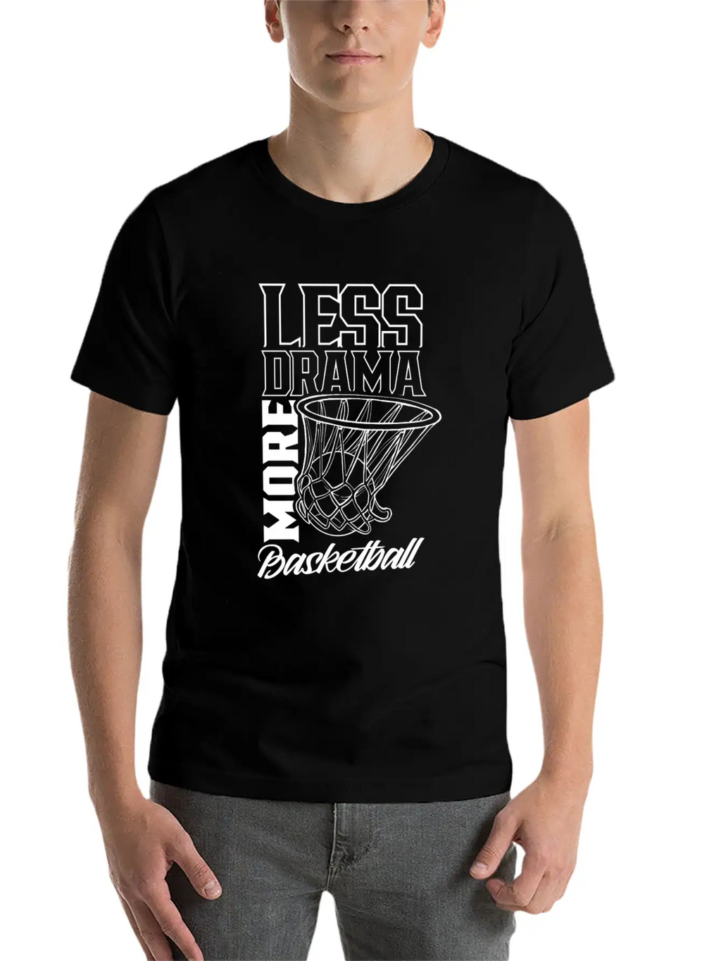 Less Drama More Basketball Match Player Team Casual Graphic T-Shirt – Simple And Comfortable Daily Wear