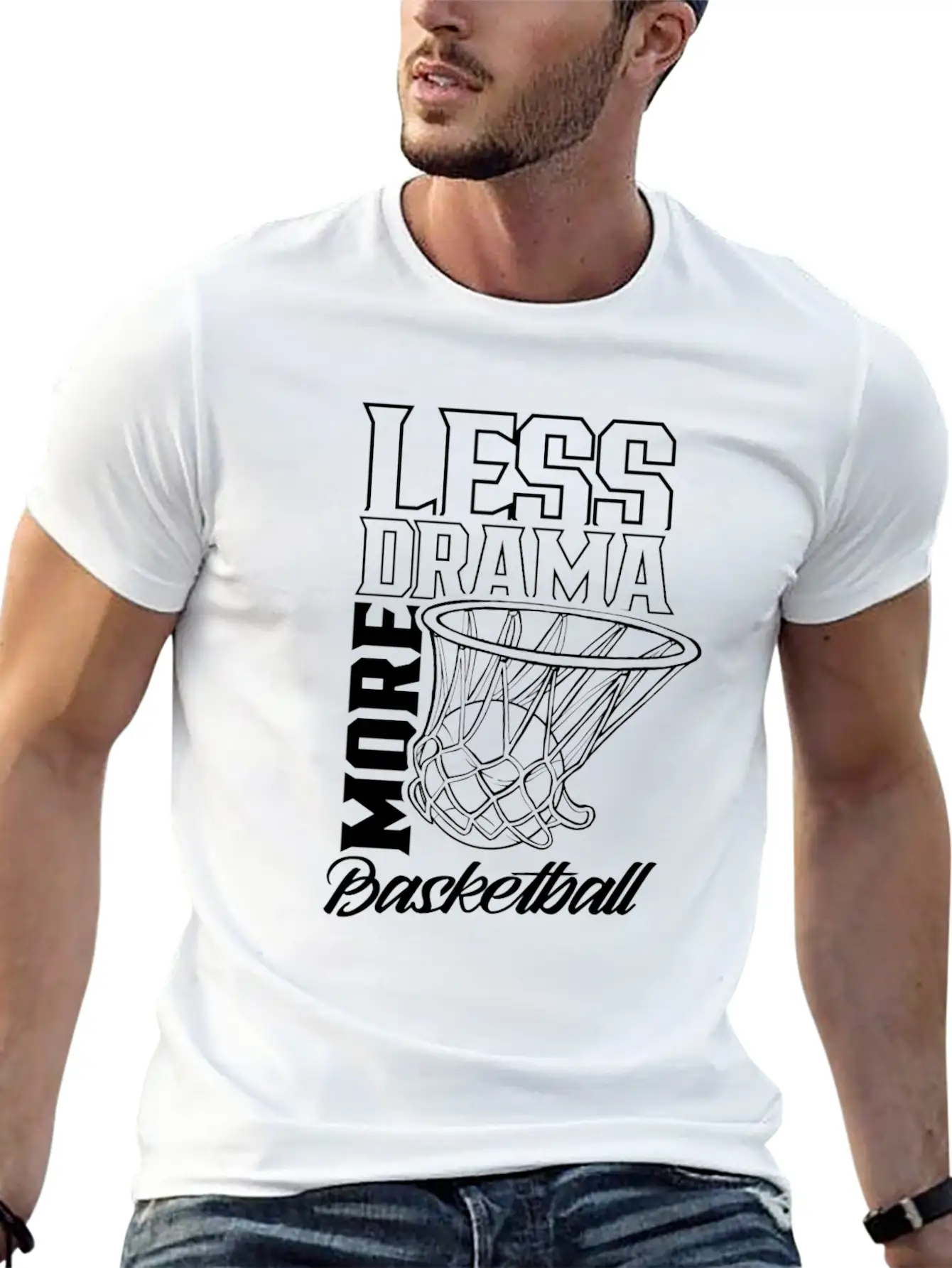 Less Drama More Basketball Match Player Team Casual Graphic T-Shirt – Simple And Comfortable Daily Wear