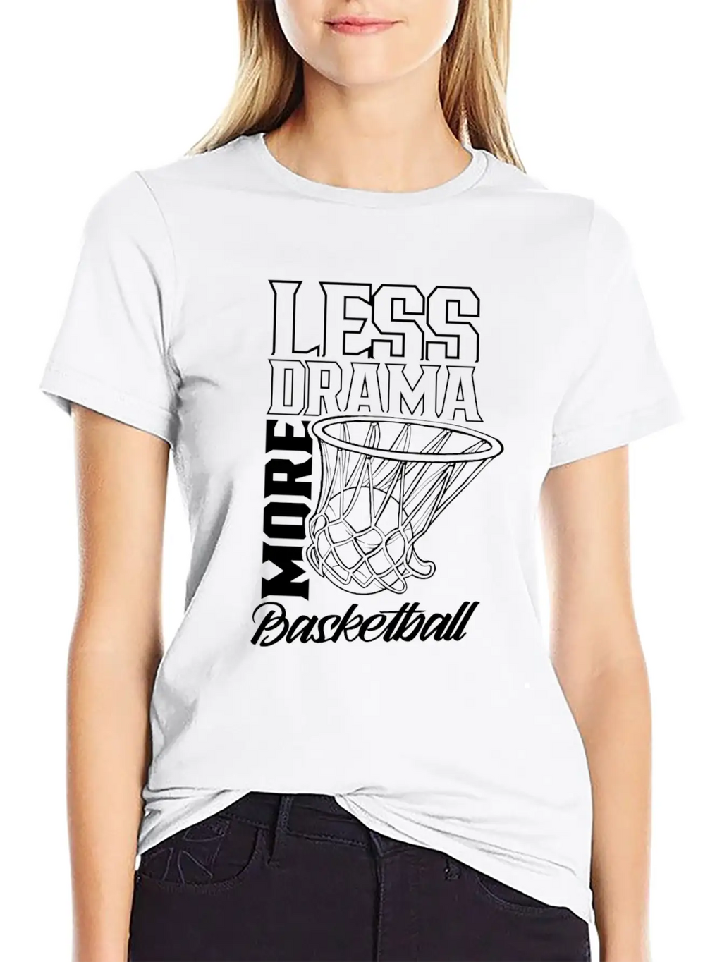 Less Drama More Basketball Match Player Team Casual Graphic T-Shirt – Simple And Comfortable Daily Wear