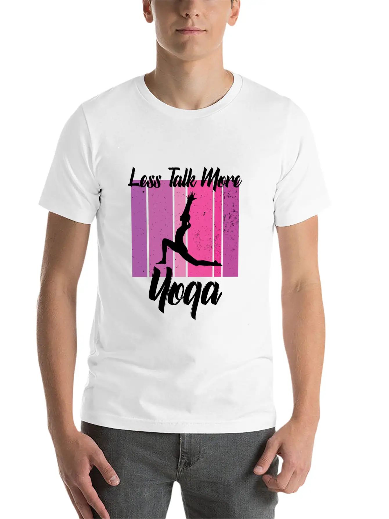 Less Talk More Yoga Unisex Short Sleeve Soft Cotton T-Shirt – Casual Everyday Wear