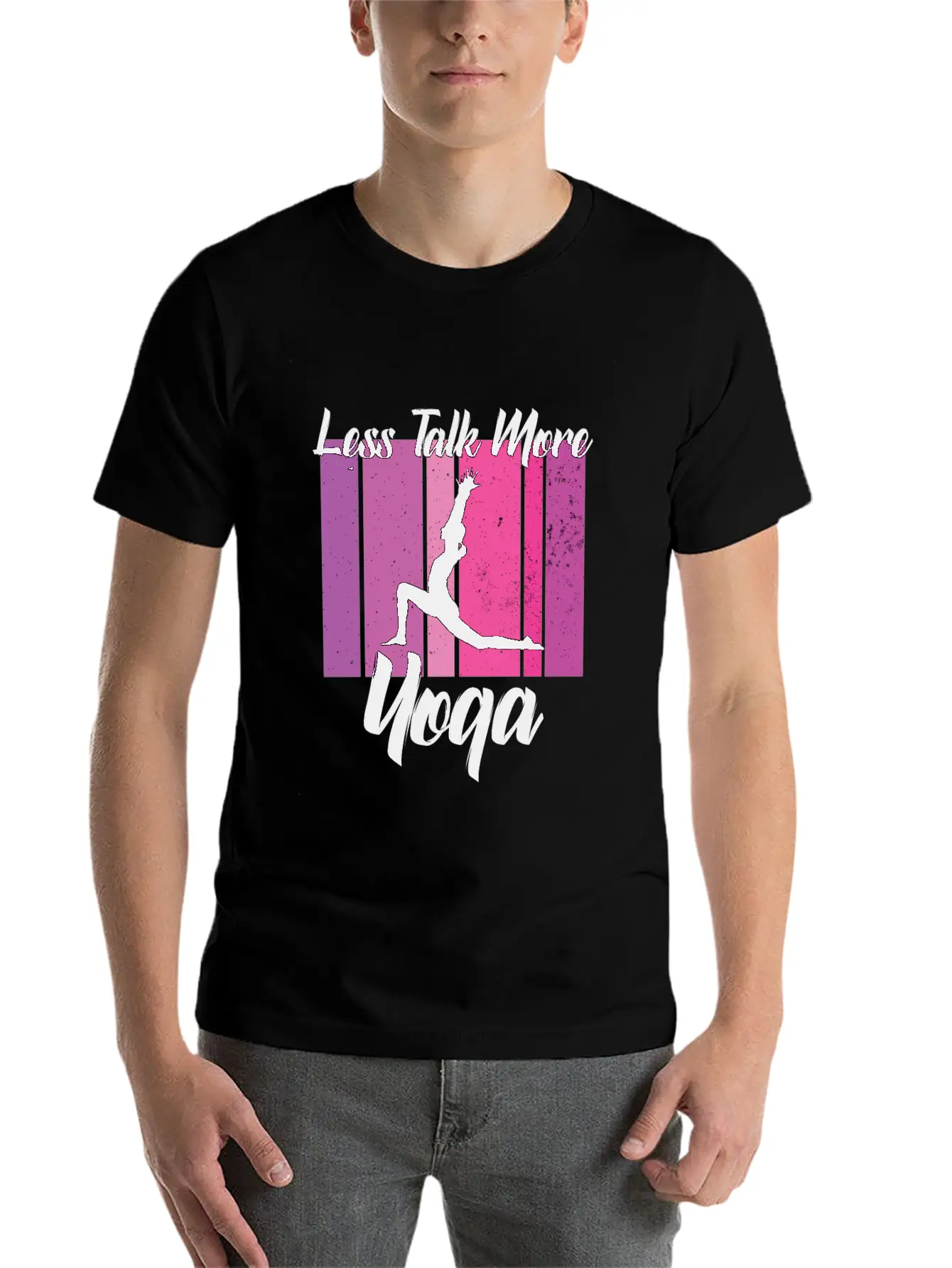 Less Talk More Yoga Unisex Short Sleeve Soft Cotton T-Shirt – Casual Everyday Wear
