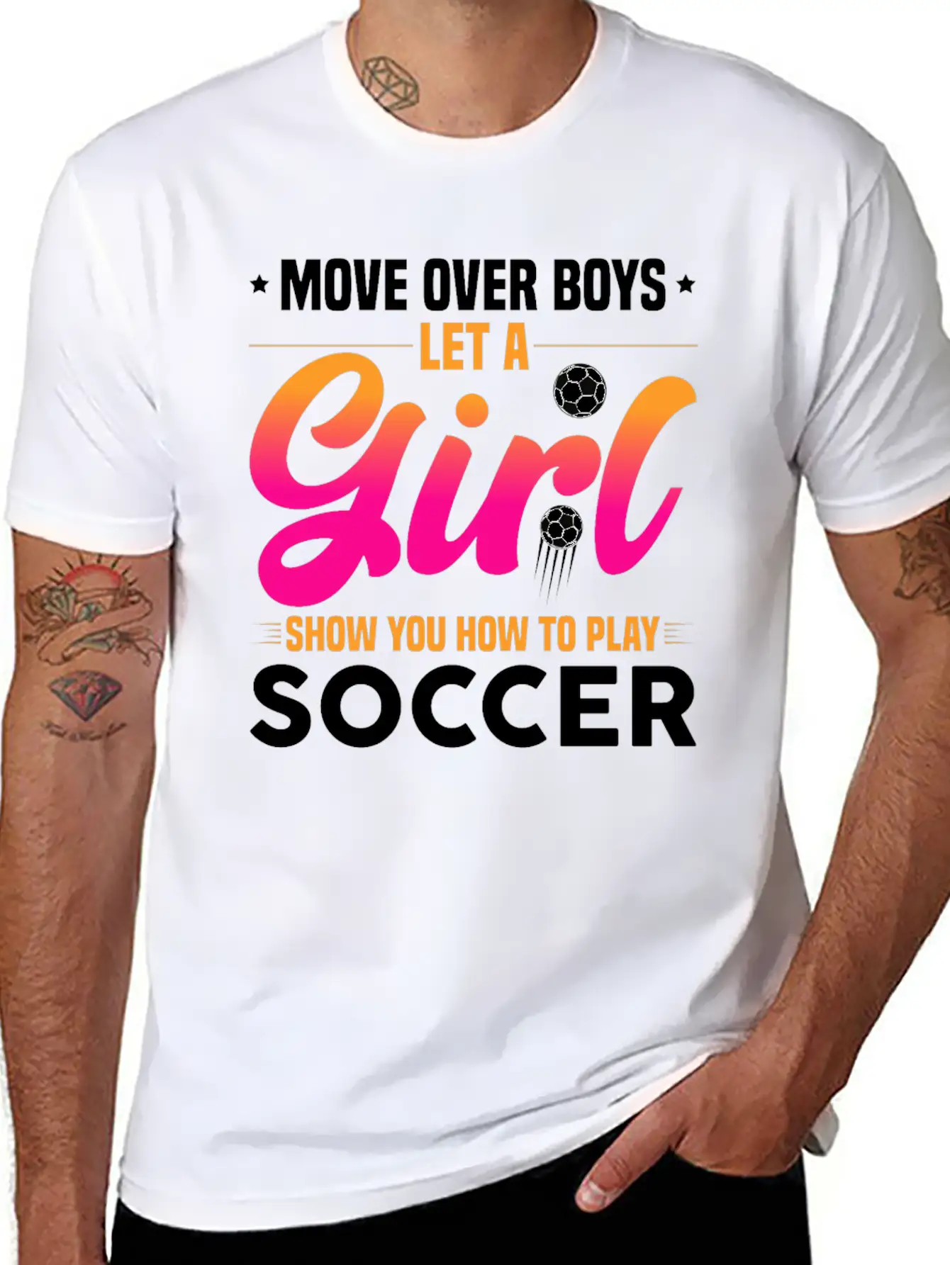 Let A Girl Show You How To Play Soccer Unisex Short Sleeve Soft Cotton T-Shirt – Casual Everyday Wear