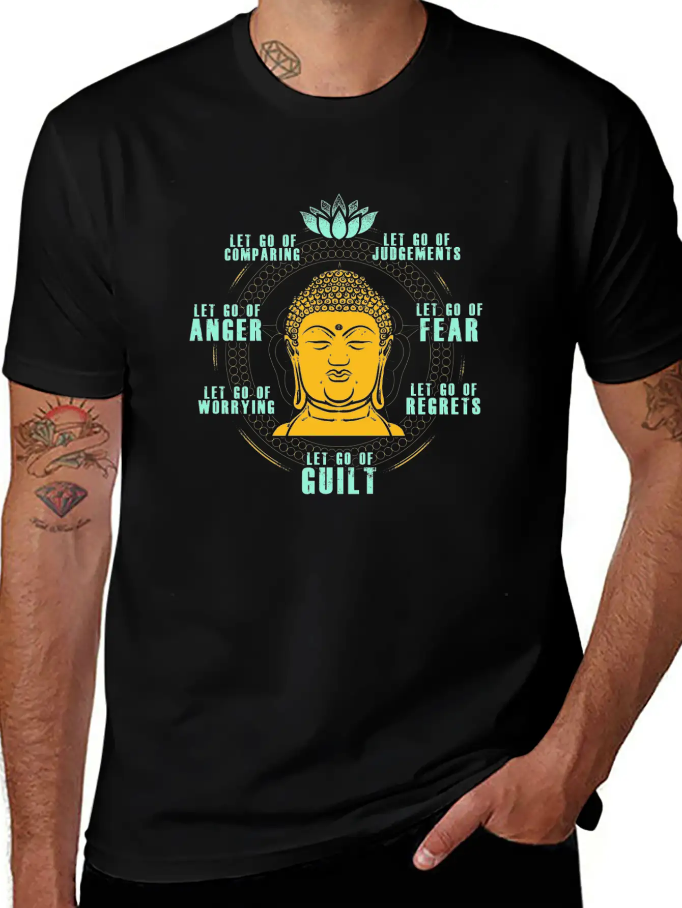Let Go Anger Guilt Fear Comparing Judgements Stylish Everyday T-Shirt – Unisex Basic Cotton Tee