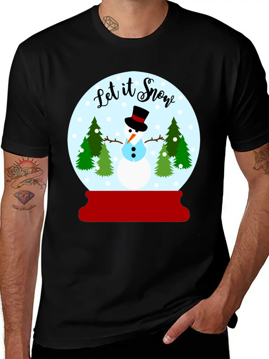 Let It Snow - Christmas Snow Globe Unisex Casual T-Shirt – Clean Design For Daily Comfort