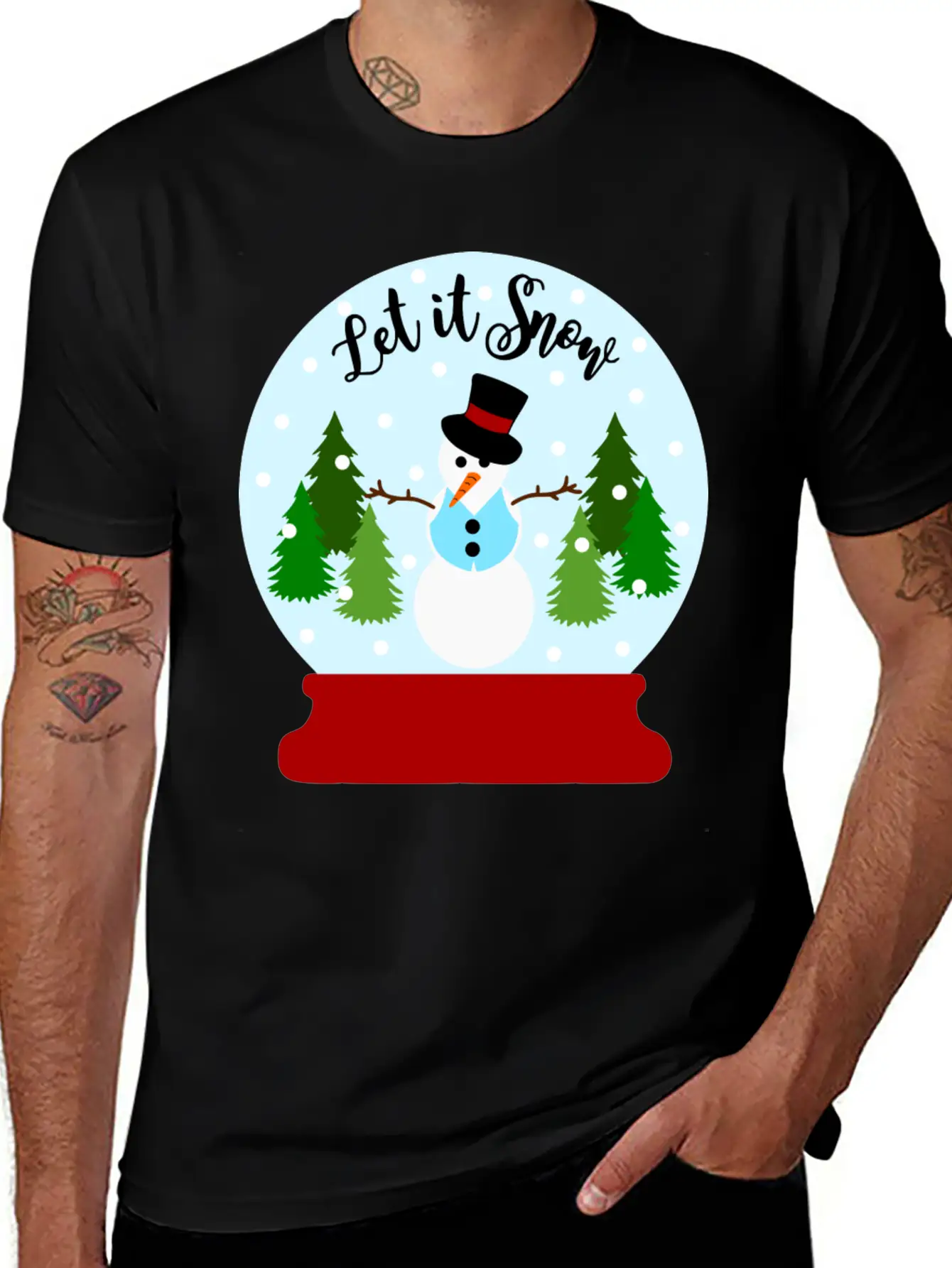 Let It Snow - Christmas Snow Globe Unisex Casual T-Shirt – Clean Design For Daily Comfort