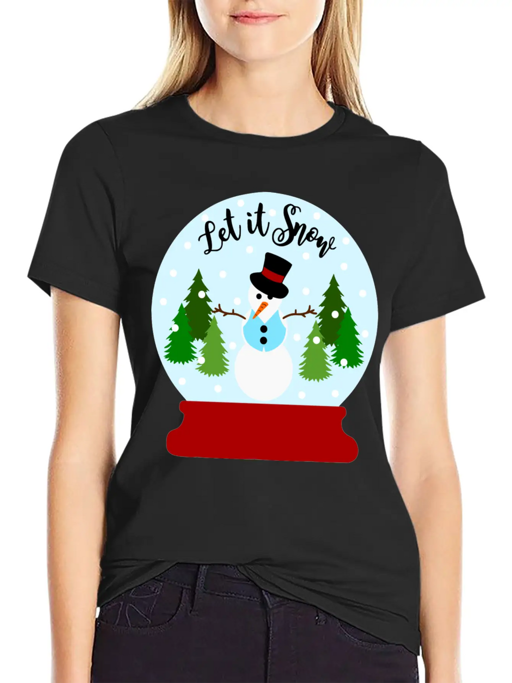 Let It Snow - Christmas Snow Globe Unisex Casual T-Shirt – Clean Design For Daily Comfort