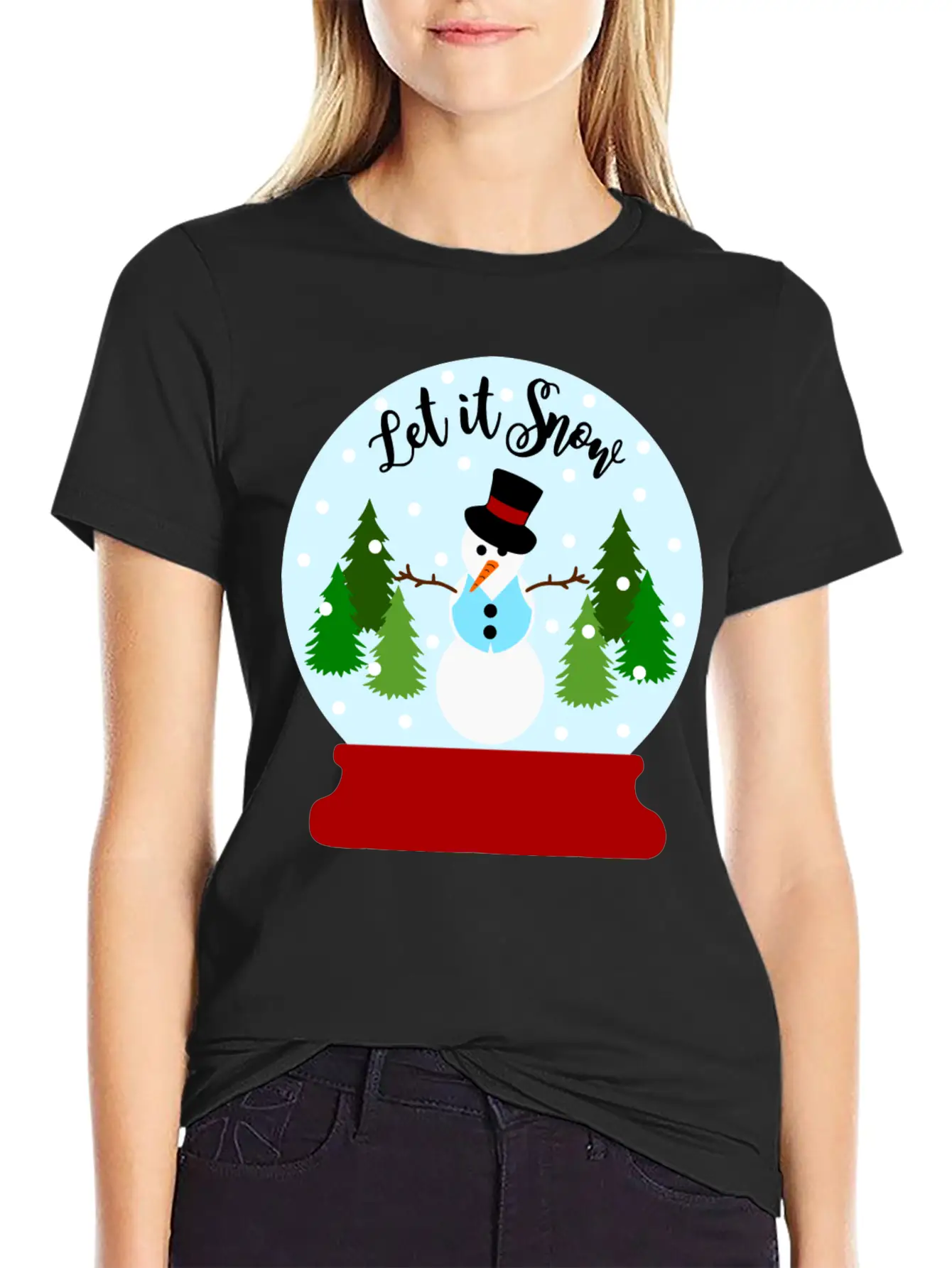 Let It Snow - Christmas Snow Globe Unisex Casual T-Shirt – Clean Design For Daily Comfort