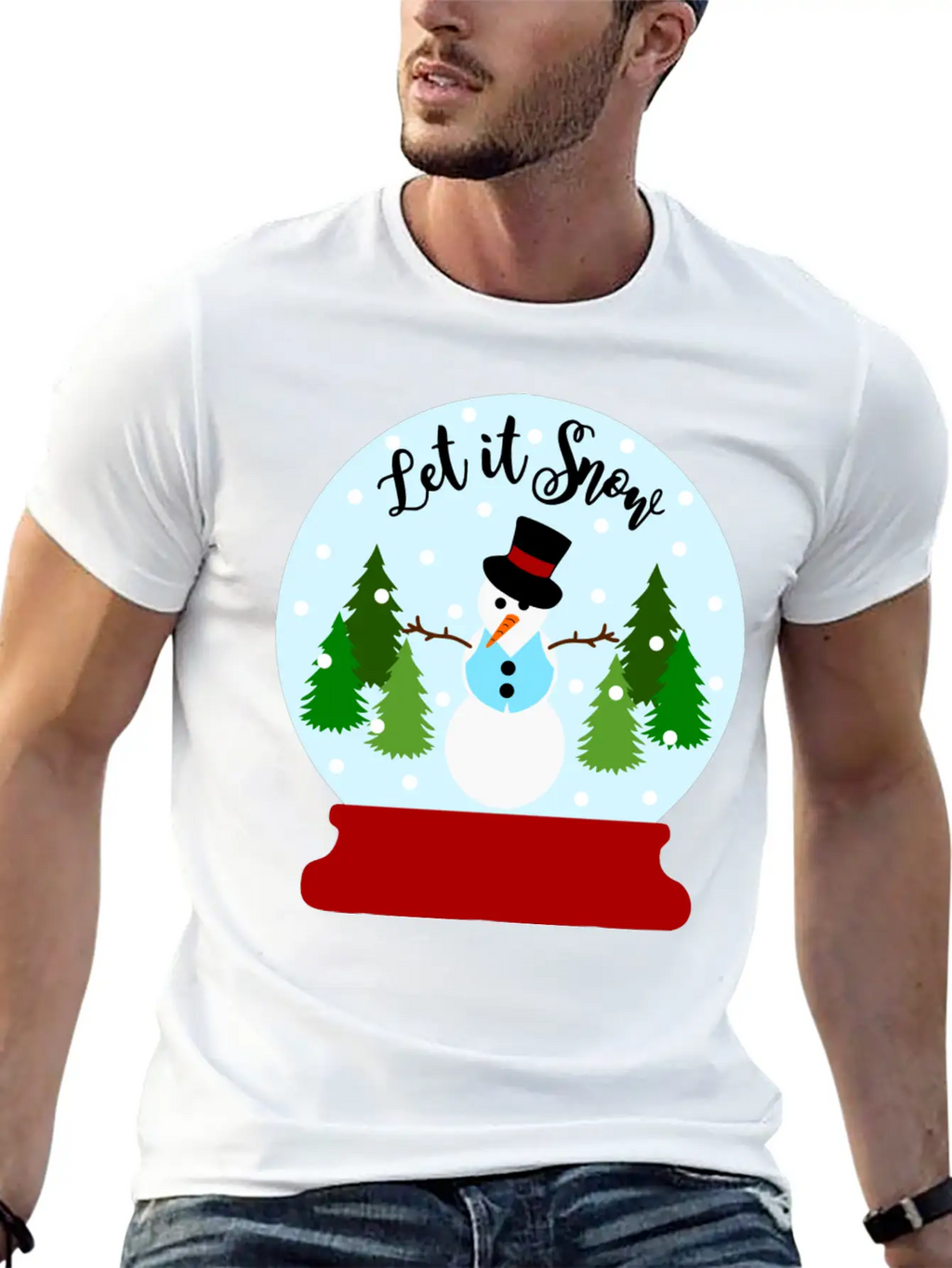 Let It Snow - Christmas Snow Globe Unisex Casual T-Shirt – Clean Design For Daily Comfort