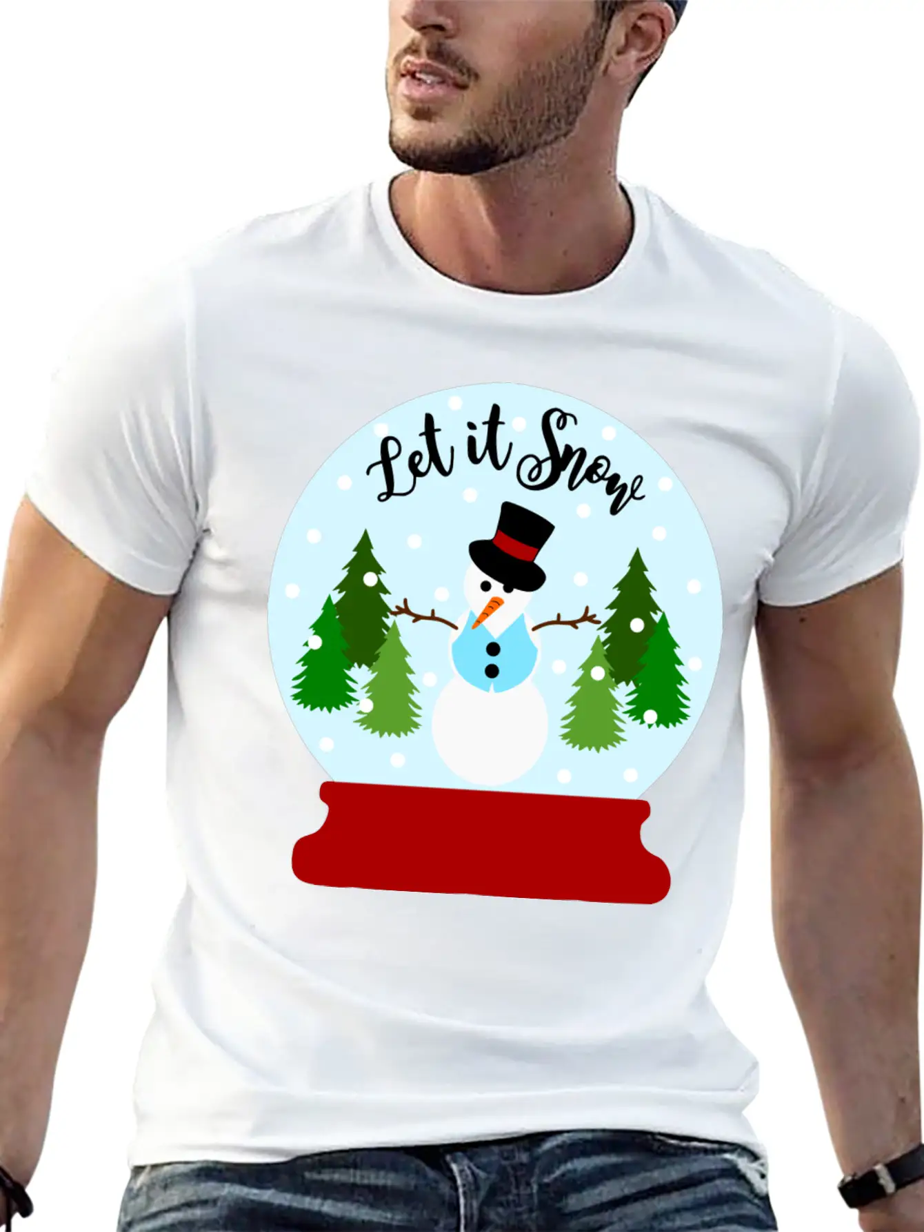 Let It Snow - Christmas Snow Globe Unisex Casual T-Shirt – Clean Design For Daily Comfort