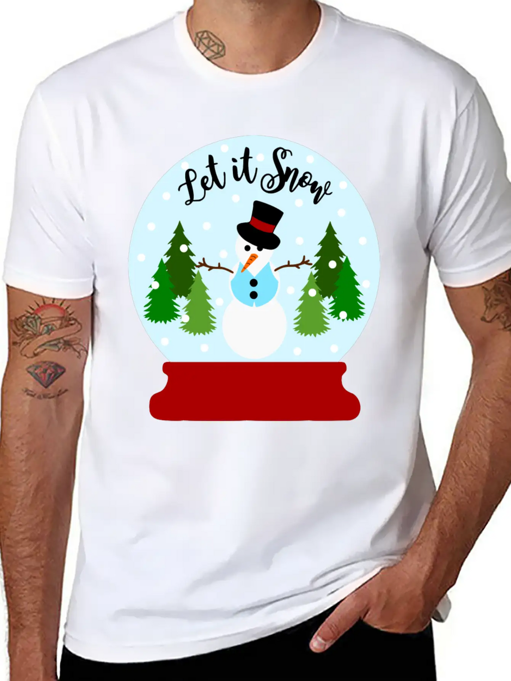 Let It Snow - Christmas Snow Globe Unisex Casual T-Shirt – Clean Design For Daily Comfort