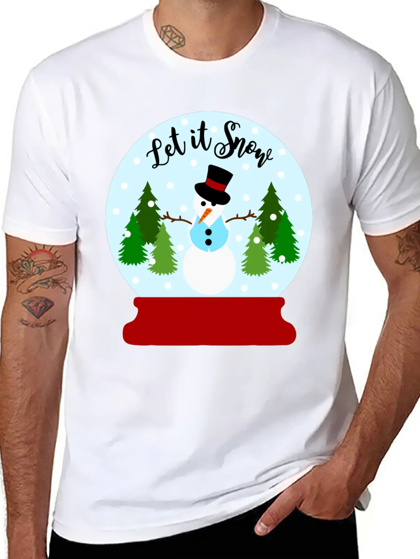 Let It Snow - Christmas Snow Globe Unisex Casual T-Shirt – Clean Design For Daily Comfort