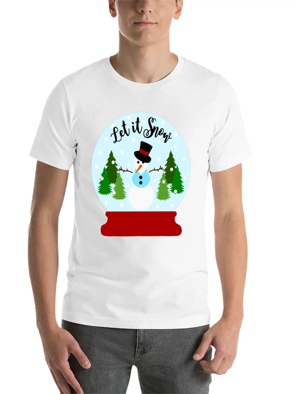 Let It Snow - Christmas Snow Globe Unisex Casual T-Shirt – Clean Design For Daily Comfort