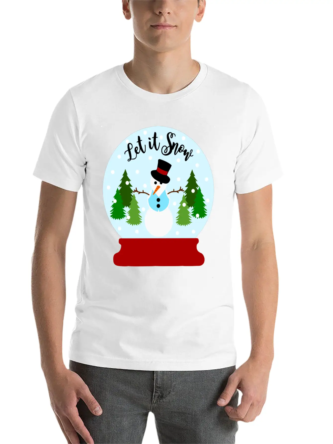 Let It Snow - Christmas Snow Globe Unisex Casual T-Shirt – Clean Design For Daily Comfort