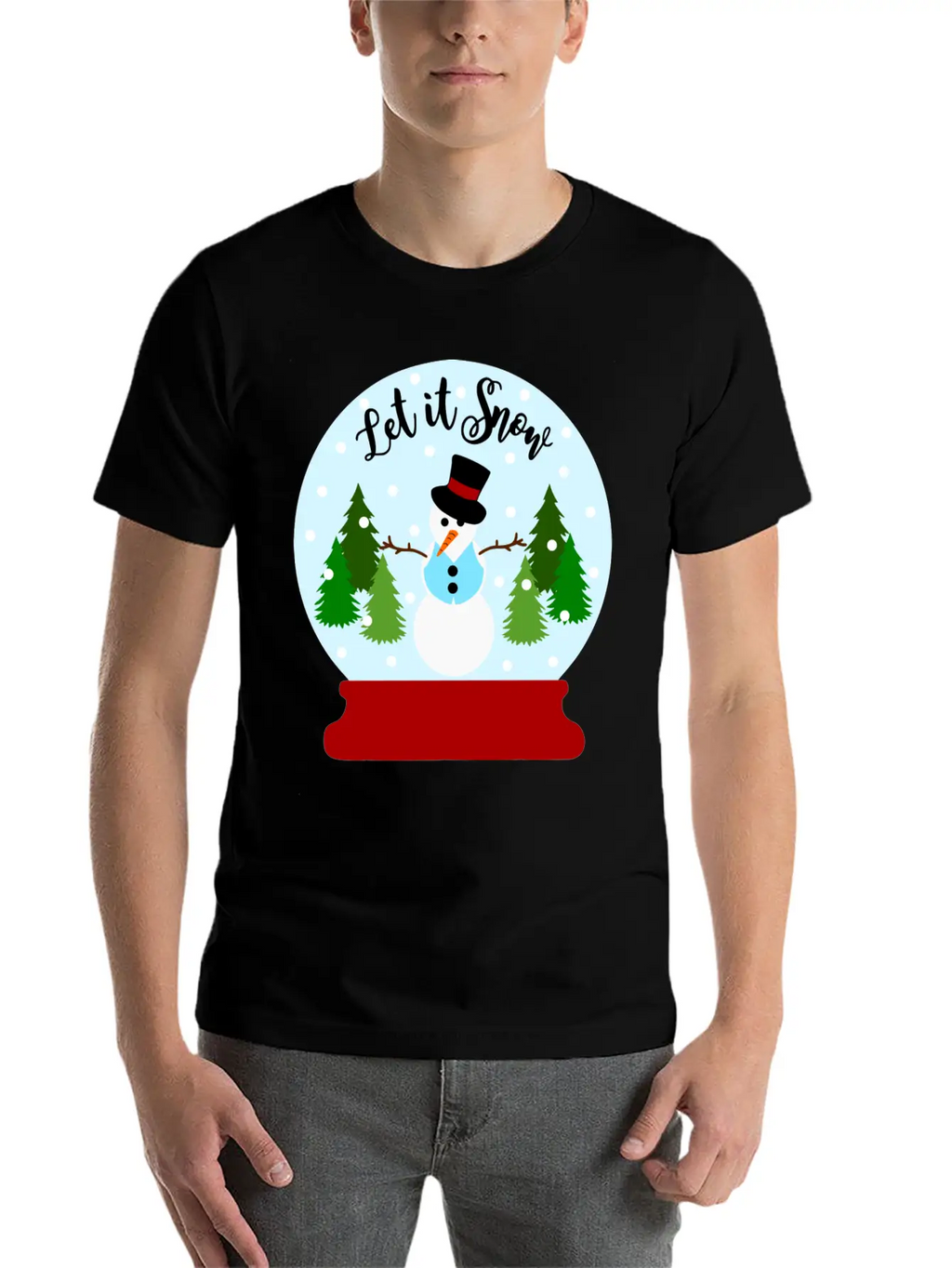 Let It Snow - Christmas Snow Globe Unisex Casual T-Shirt – Clean Design For Daily Comfort