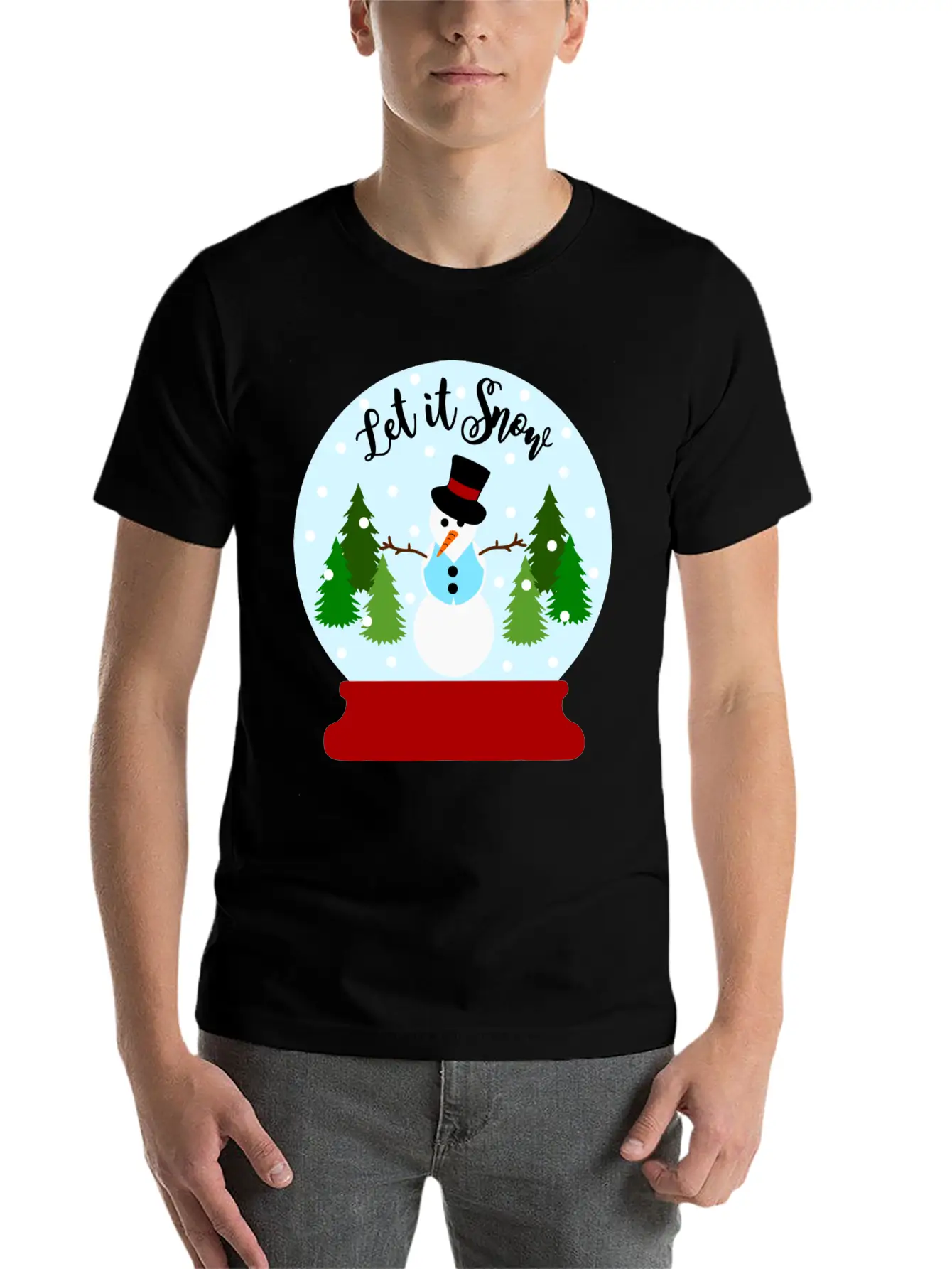 Let It Snow - Christmas Snow Globe Unisex Casual T-Shirt – Clean Design For Daily Comfort