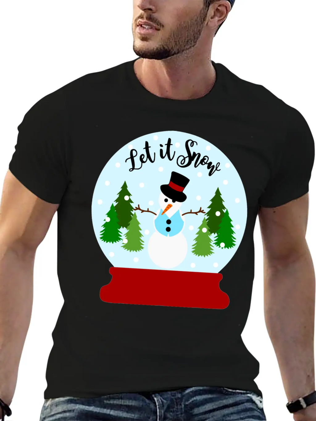 Let It Snow - Christmas Snow Globe Unisex Casual T-Shirt – Clean Design For Daily Comfort