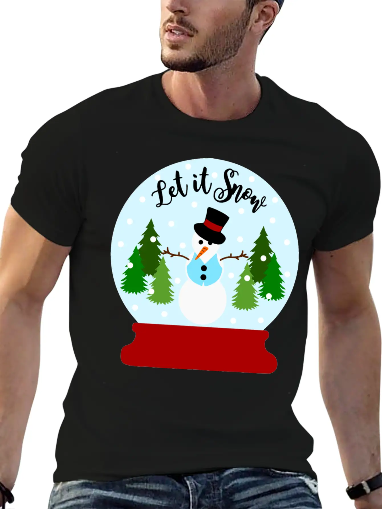 Let It Snow - Christmas Snow Globe Unisex Casual T-Shirt – Clean Design For Daily Comfort