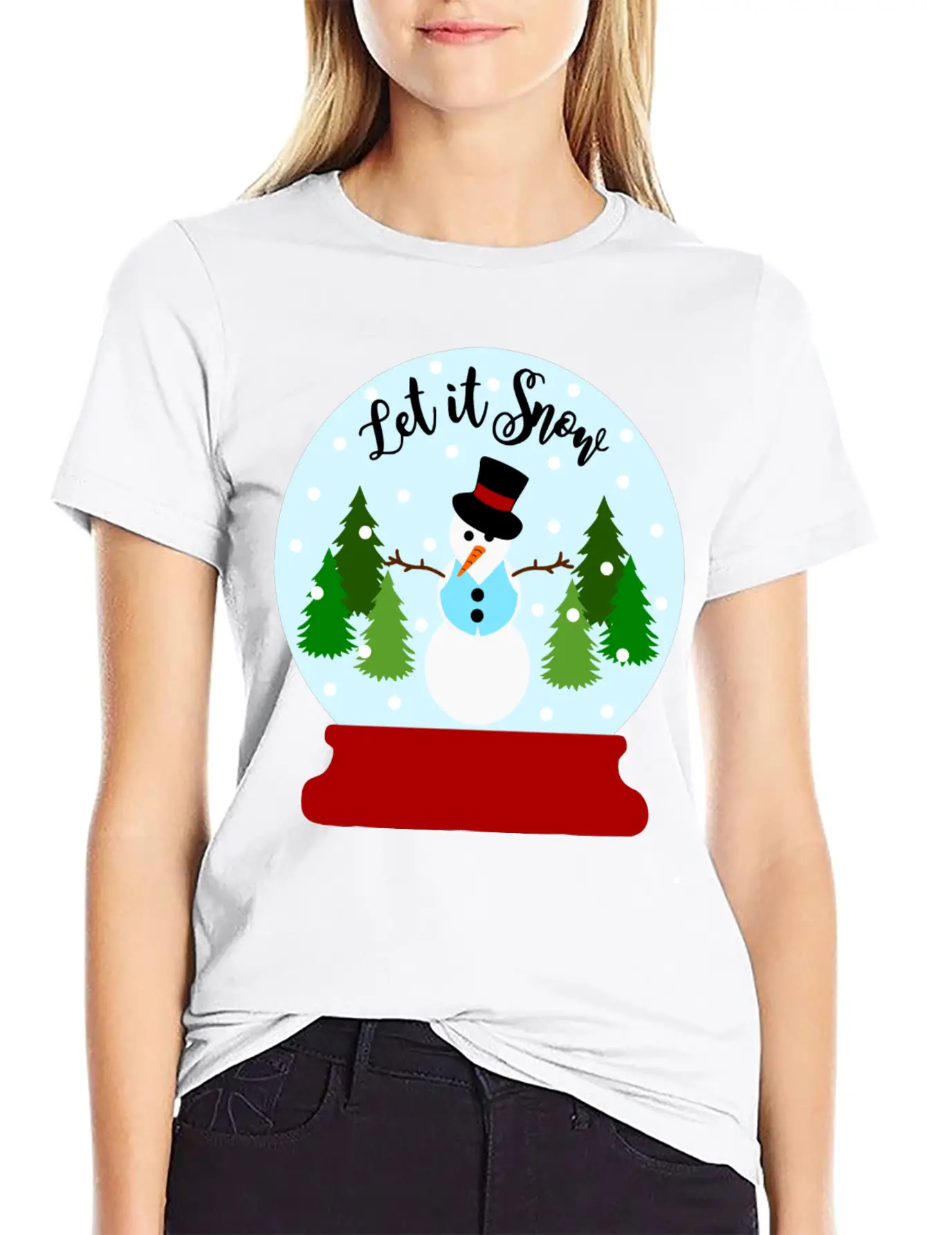 Let It Snow - Christmas Snow Globe Unisex Casual T-Shirt – Clean Design For Daily Comfort