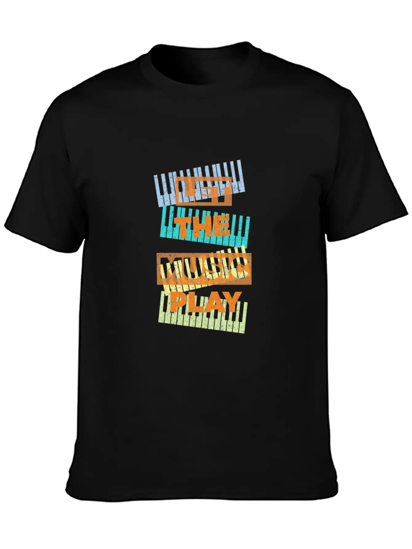Let The Music Play Piano Keyboards Musician Gift Stylish Everyday T-Shirt – Unisex Basic Cotton Tee