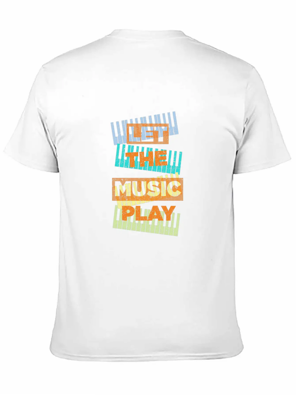 Let The Music Play Piano Keyboards Musician Gift Stylish Everyday T-Shirt – Unisex Basic Cotton Tee