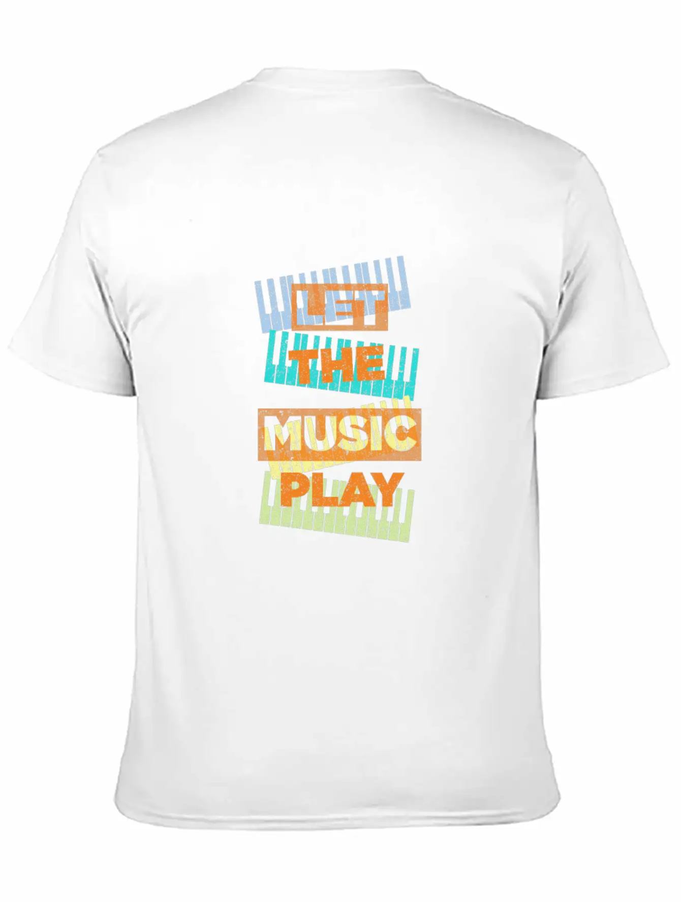 Let The Music Play Piano Keyboards Musician Gift Stylish Everyday T-Shirt – Unisex Basic Cotton Tee