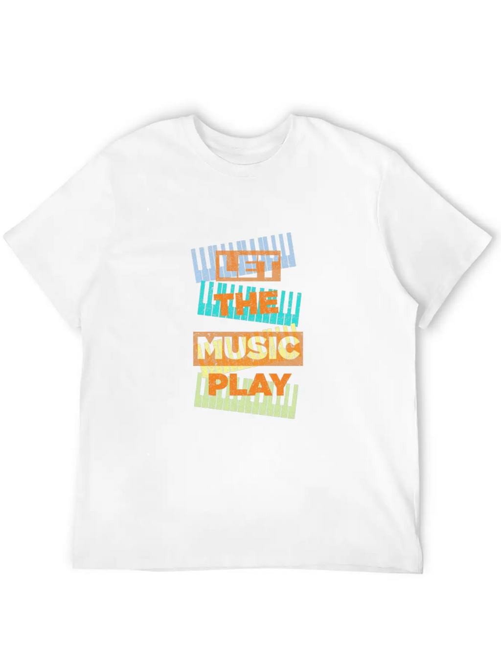 Let The Music Play Piano Keyboards Musician Gift Stylish Everyday T-Shirt – Unisex Basic Cotton Tee