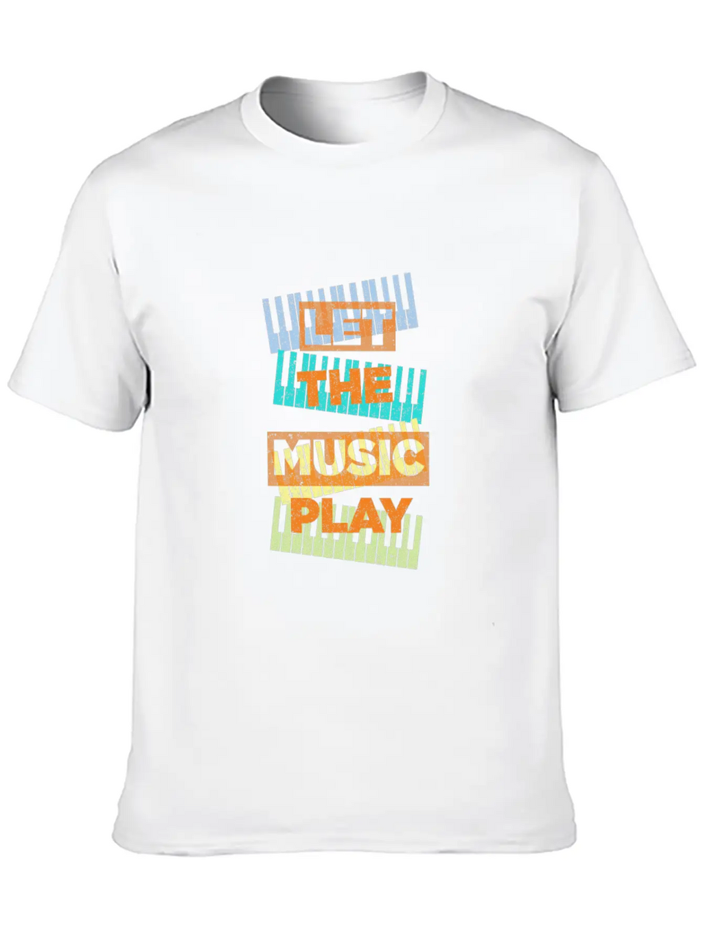 Let The Music Play Piano Keyboards Musician Gift Stylish Everyday T-Shirt – Unisex Basic Cotton Tee