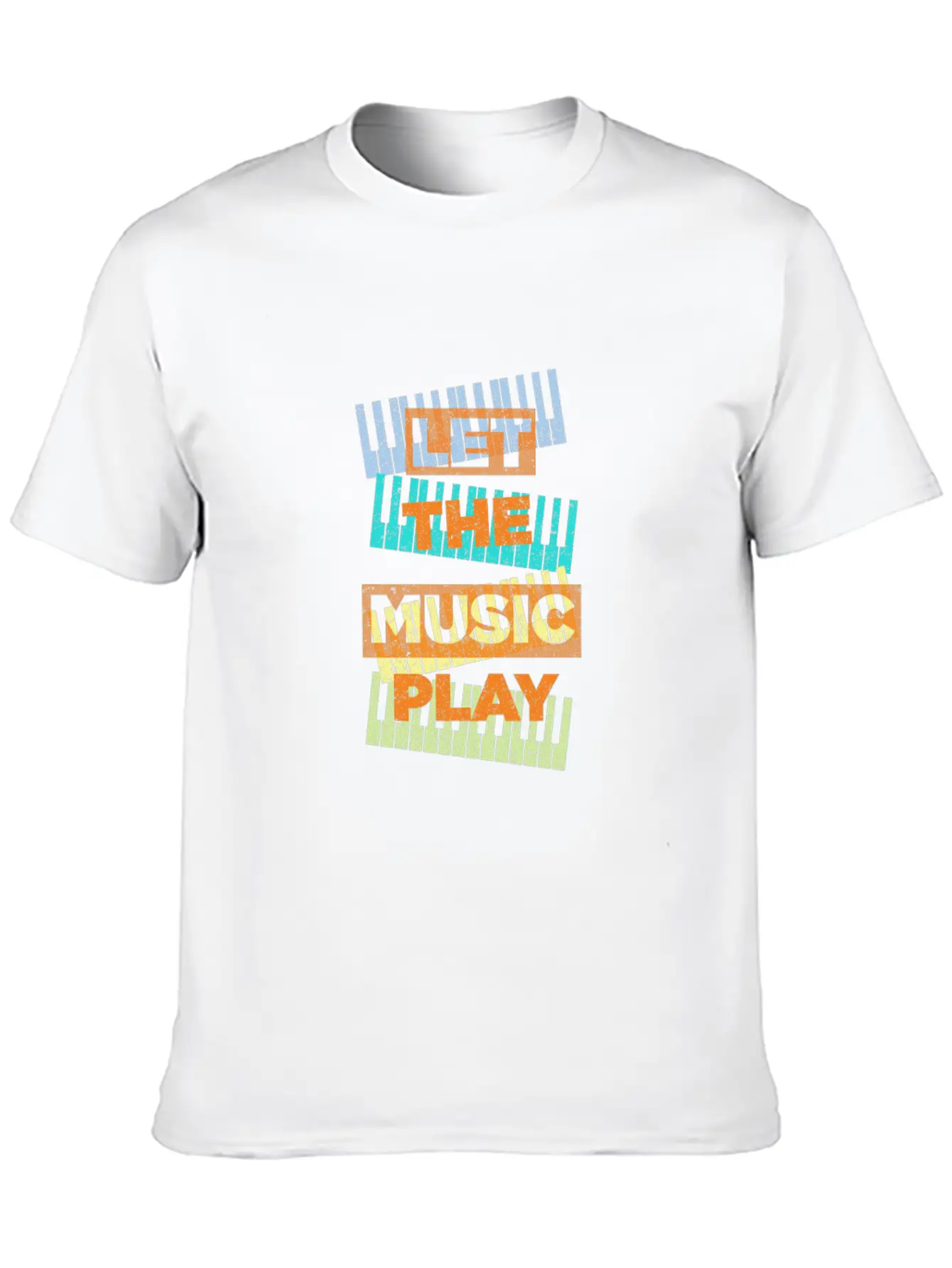 Let The Music Play Piano Keyboards Musician Gift Stylish Everyday T-Shirt – Unisex Basic Cotton Tee