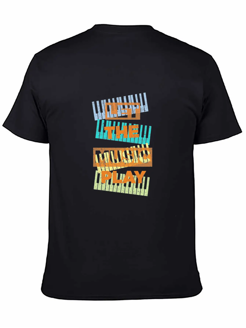 Let The Music Play Piano Keyboards Musician Gift Stylish Everyday T-Shirt – Unisex Basic Cotton Tee