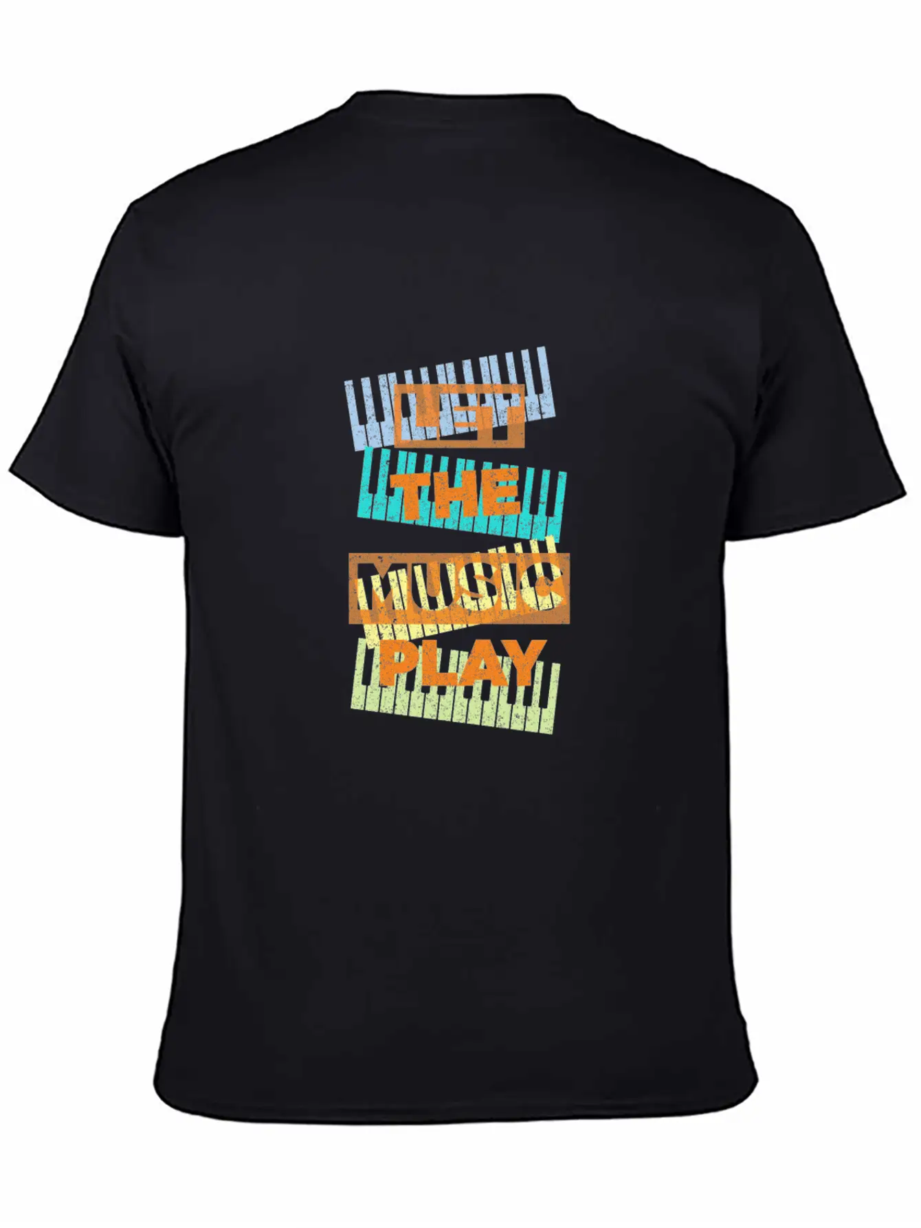 Let The Music Play Piano Keyboards Musician Gift Stylish Everyday T-Shirt – Unisex Basic Cotton Tee