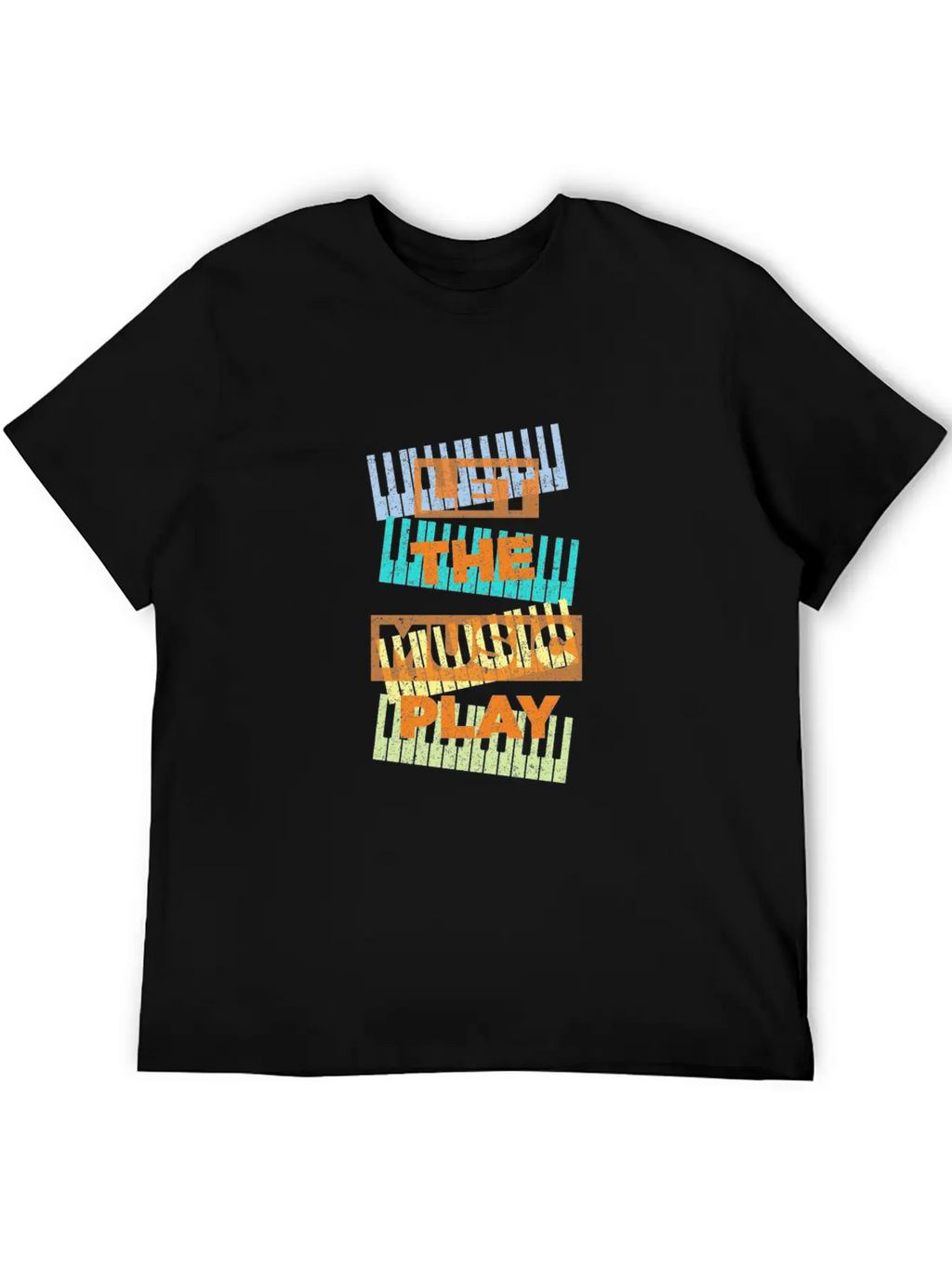 Let The Music Play Piano Keyboards Musician Gift Stylish Everyday T-Shirt – Unisex Basic Cotton Tee