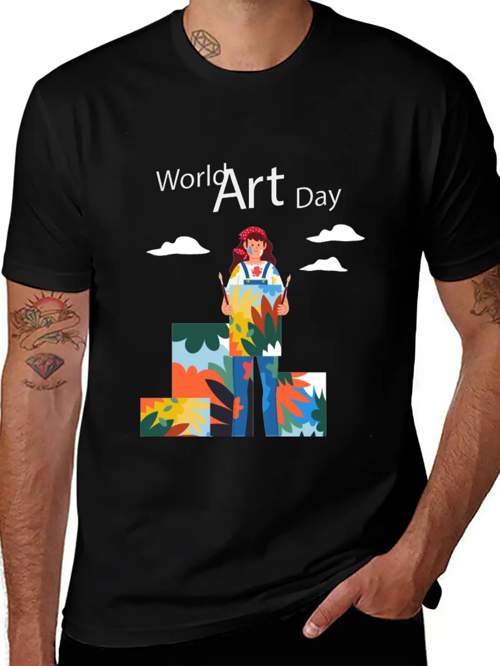 Let's Celebrate The Day, Art Day Unisex Short Sleeve Soft Cotton T-Shirt – Casual Everyday Wear