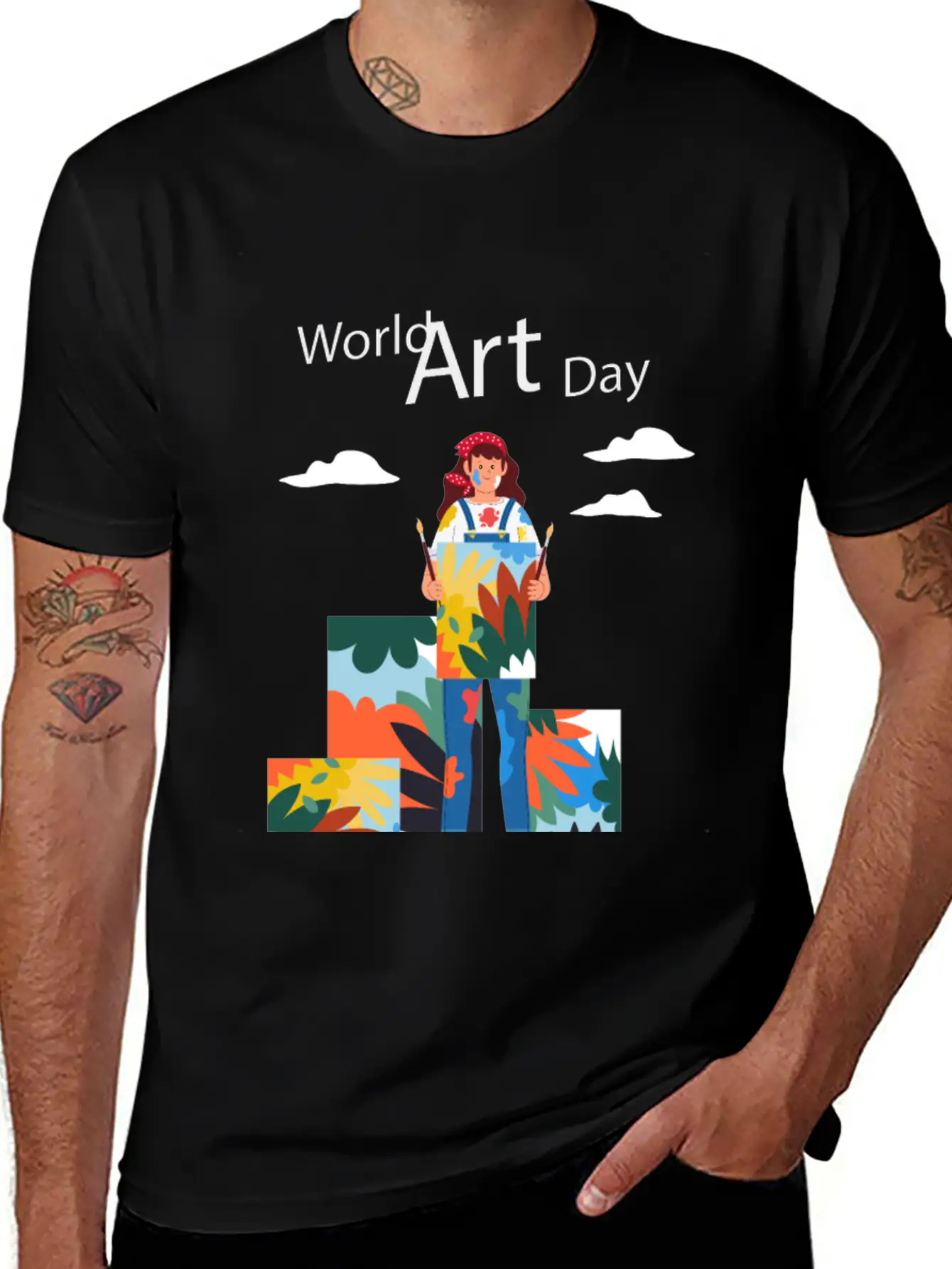 Let's Celebrate The Day, Art Day Unisex Short Sleeve Soft Cotton T-Shirt – Casual Everyday Wear