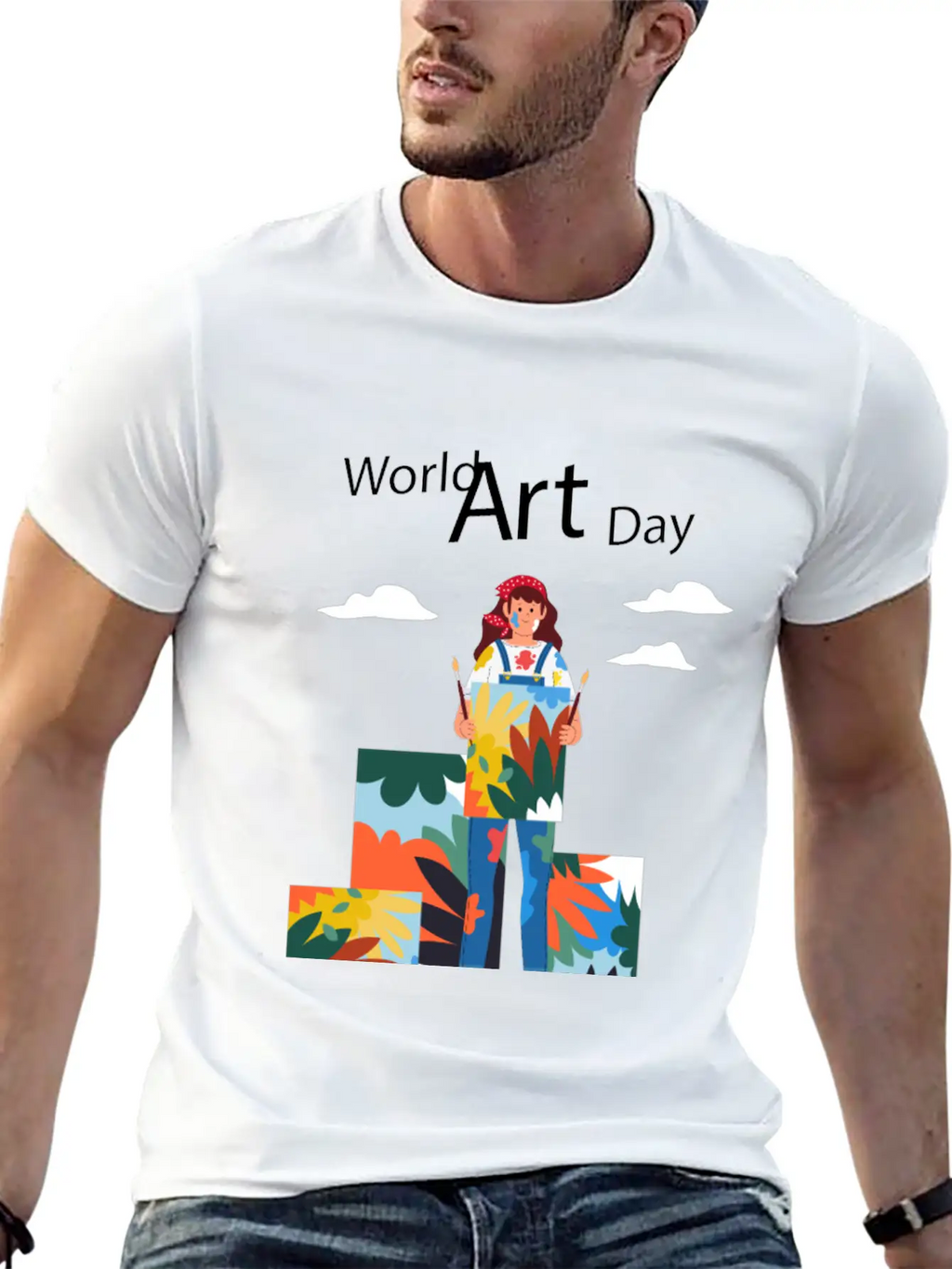 Let's Celebrate The Day, Art Day Unisex Short Sleeve Soft Cotton T-Shirt – Casual Everyday Wear