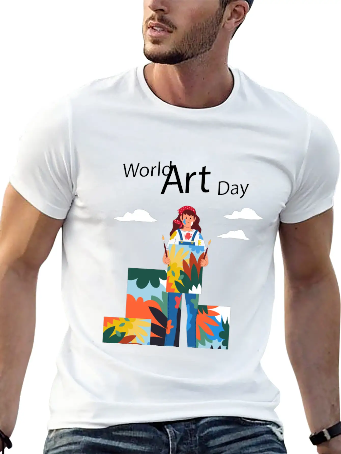 Let's Celebrate The Day, Art Day Unisex Short Sleeve Soft Cotton T-Shirt – Casual Everyday Wear