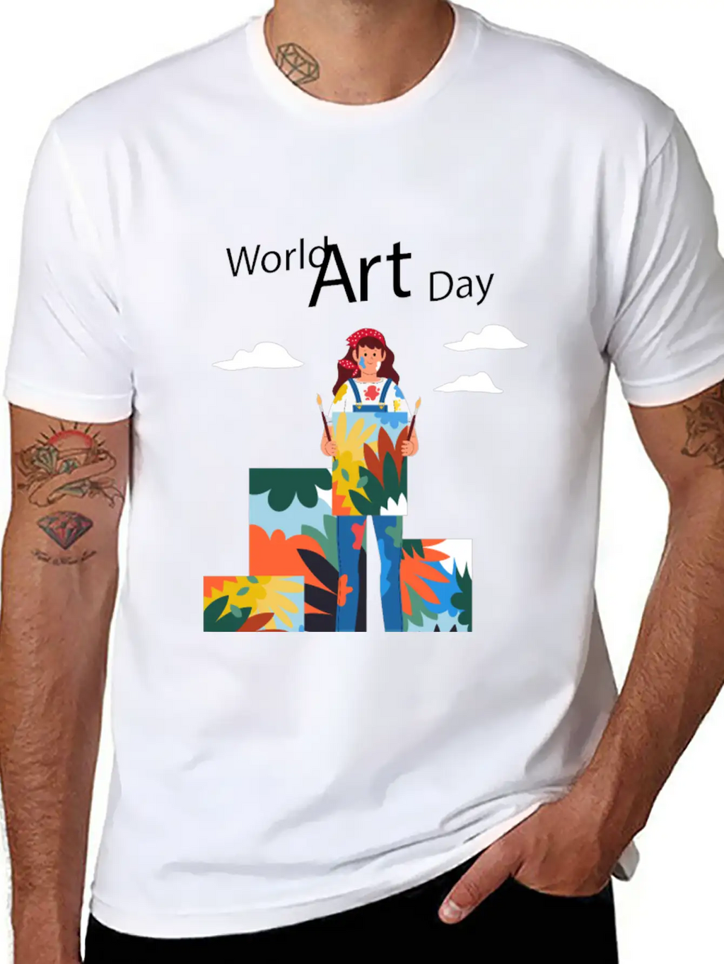 Let's Celebrate The Day, Art Day Unisex Short Sleeve Soft Cotton T-Shirt – Casual Everyday Wear