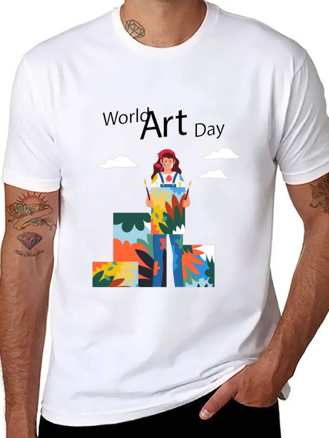 Let's Celebrate The Day, Art Day Unisex Short Sleeve Soft Cotton T-Shirt – Casual Everyday Wear