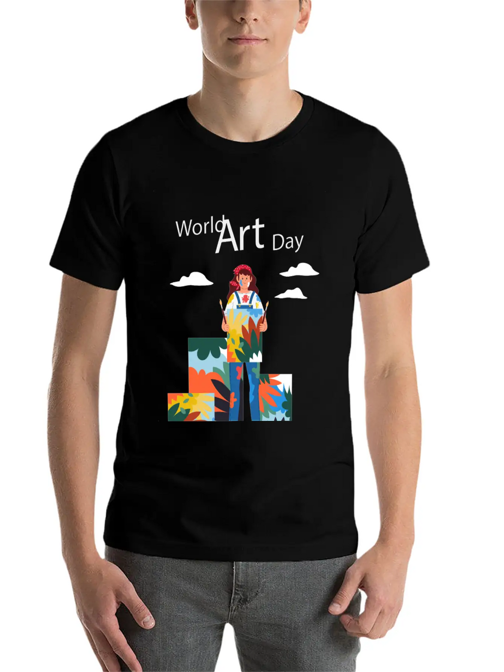 Let's Celebrate The Day, Art Day Unisex Short Sleeve Soft Cotton T-Shirt – Casual Everyday Wear
