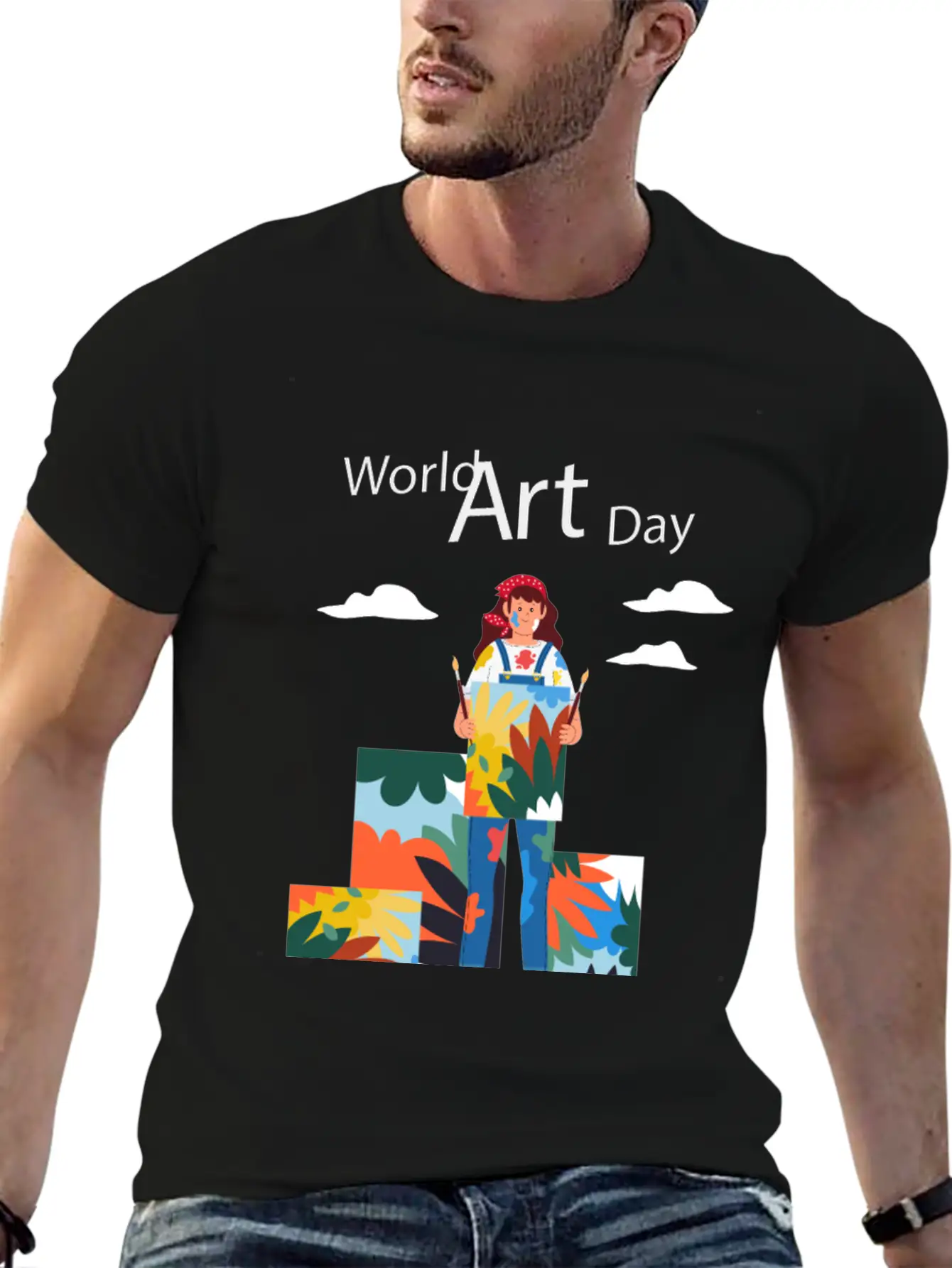Let's Celebrate The Day, Art Day Unisex Short Sleeve Soft Cotton T-Shirt – Casual Everyday Wear