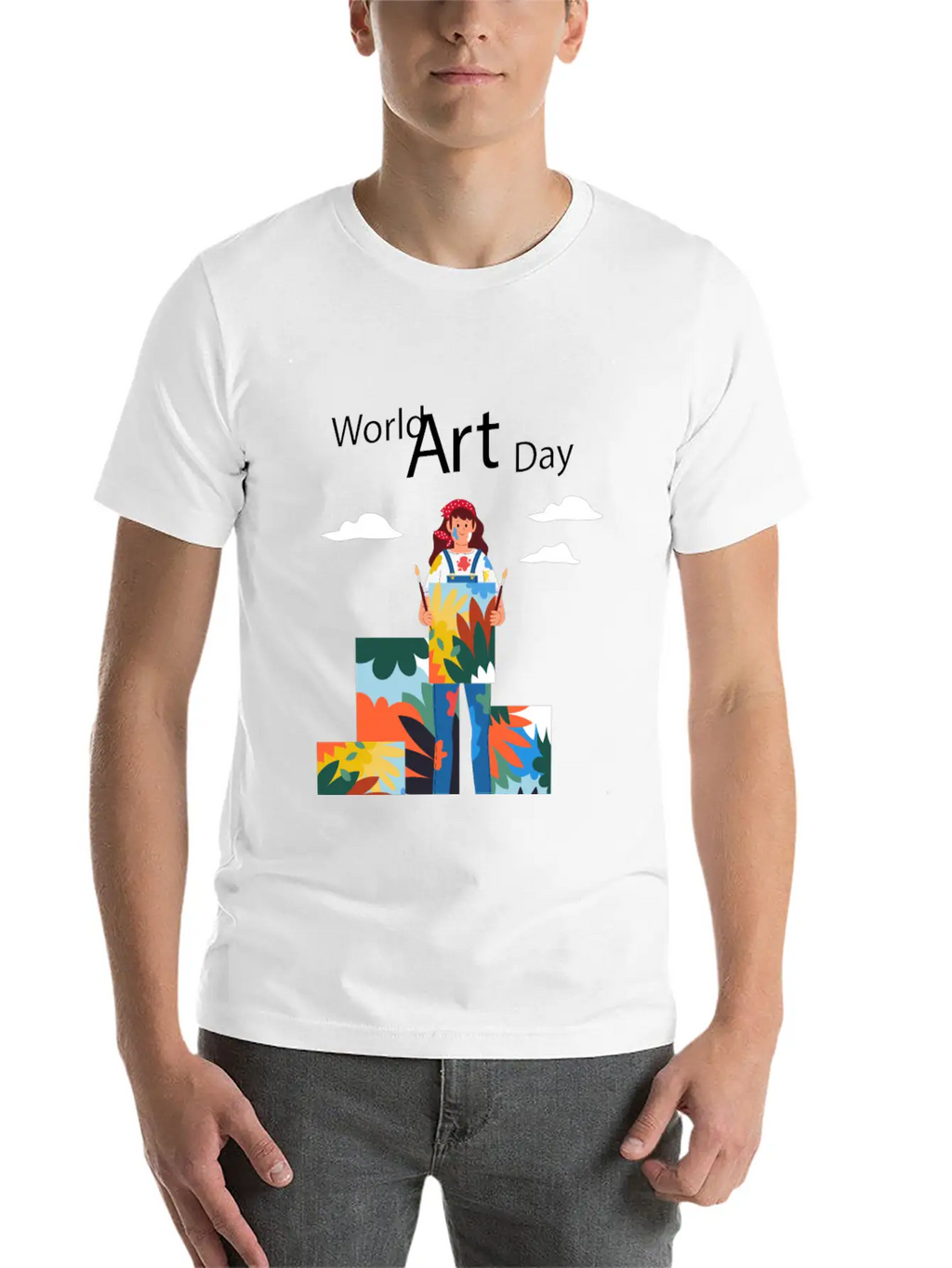 Let's Celebrate The Day, Art Day Unisex Short Sleeve Soft Cotton T-Shirt – Casual Everyday Wear