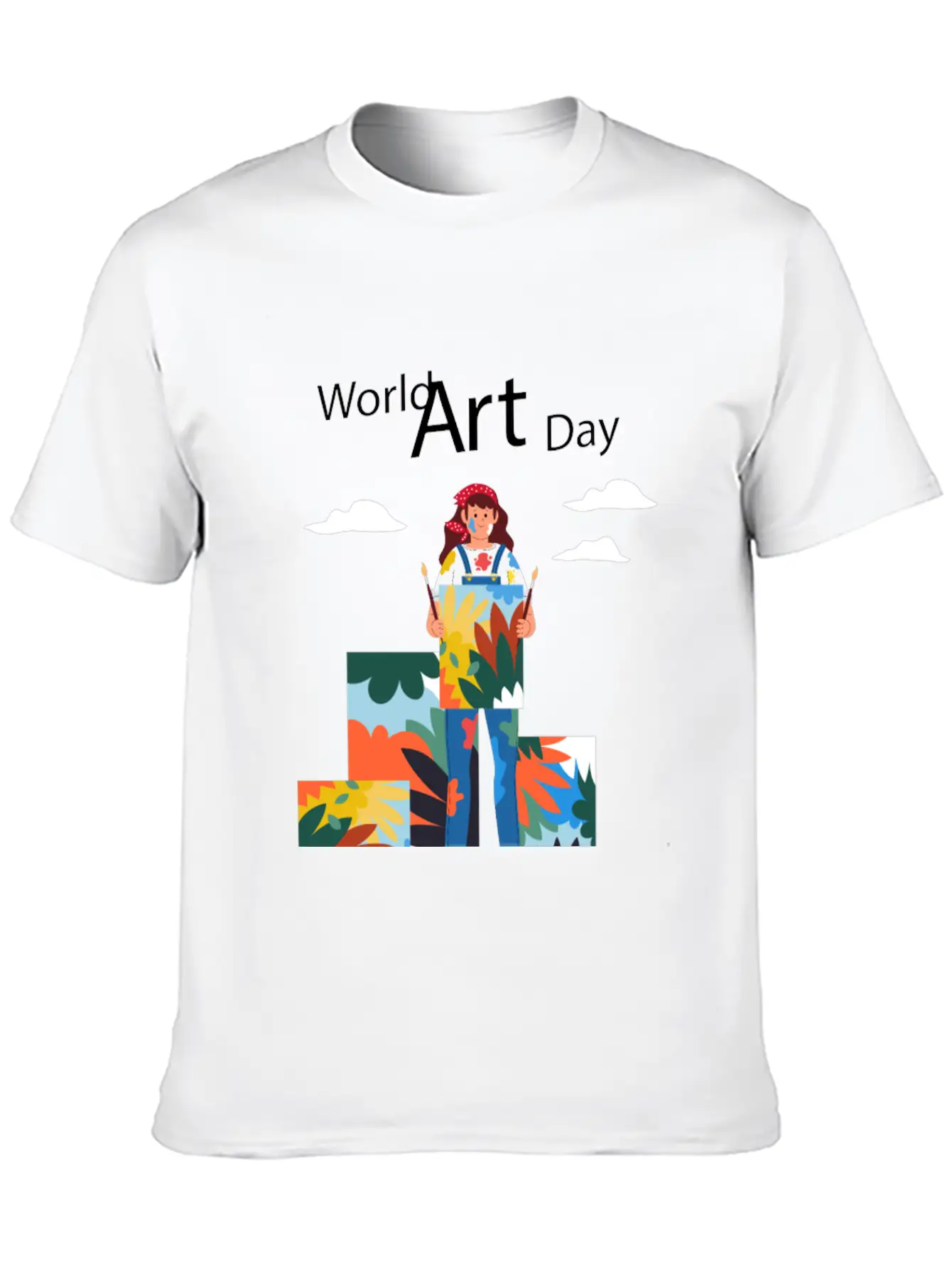 Let's Celebrate The Day, Art Day Unisex Short Sleeve Soft Cotton T-Shirt – Casual Everyday Wear