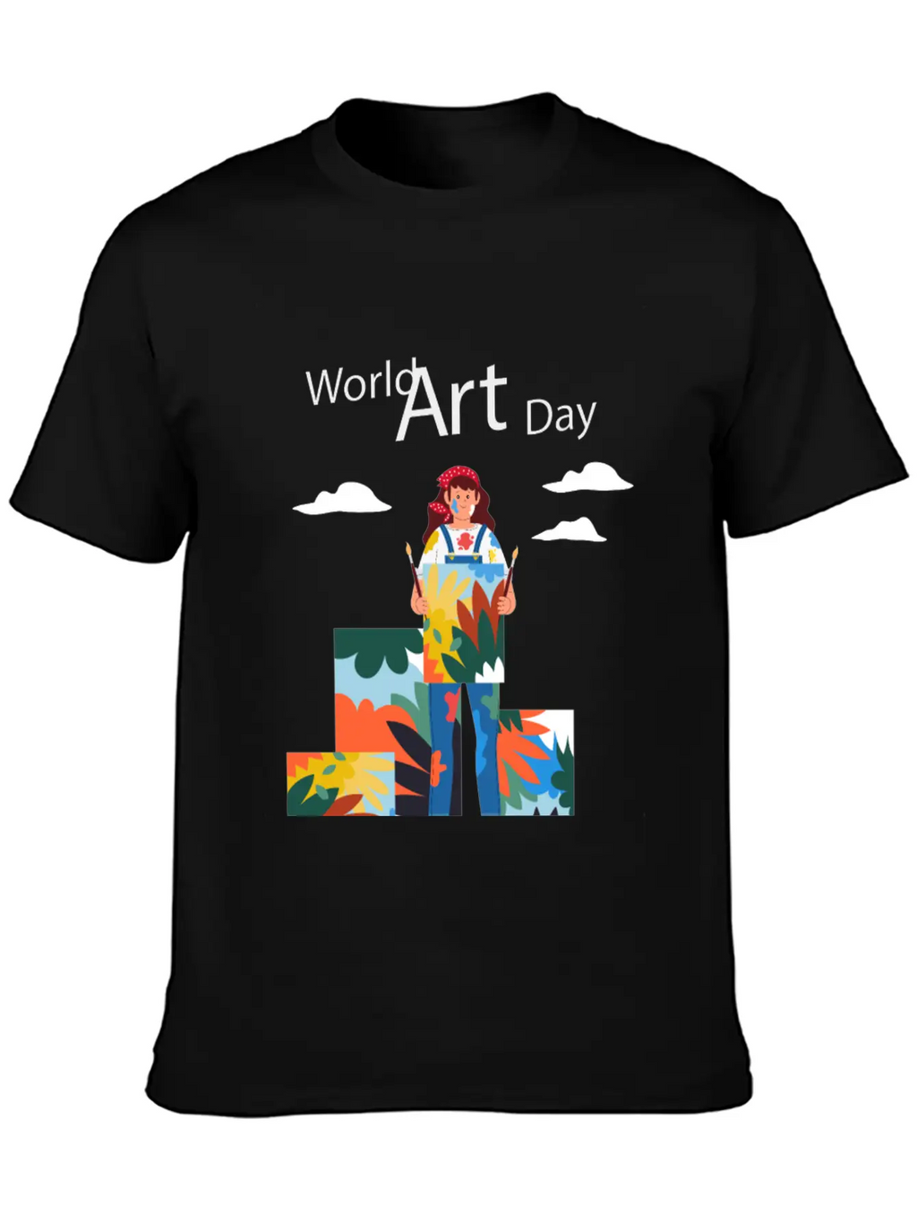 Let's Celebrate The Day, Art Day Unisex Short Sleeve Soft Cotton T-Shirt – Casual Everyday Wear