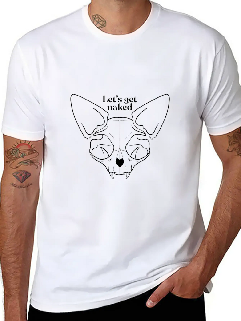 Let's Get Naked - Chubby Sphynx Cat - Line Art - H Unisex Casual T-Shirt – Clean Design For Daily Comfort