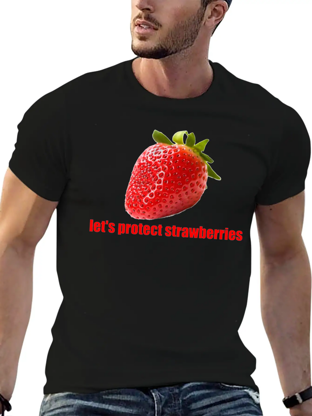 Let´s Protect Strawberries Stylish Everyday T-Shirt – Unisex Basic Cotton Tee