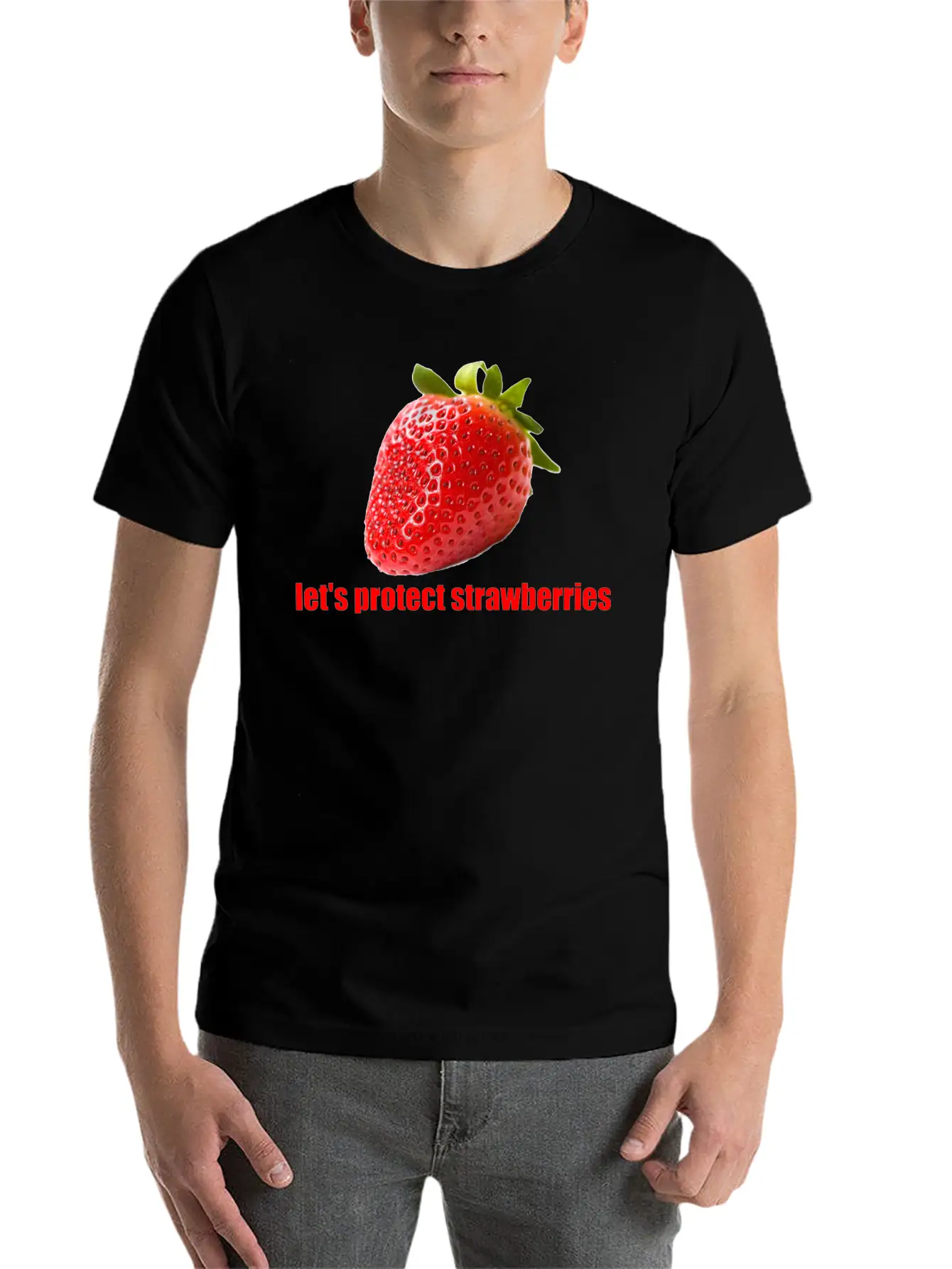 Let´s Protect Strawberries Stylish Everyday T-Shirt – Unisex Basic Cotton Tee