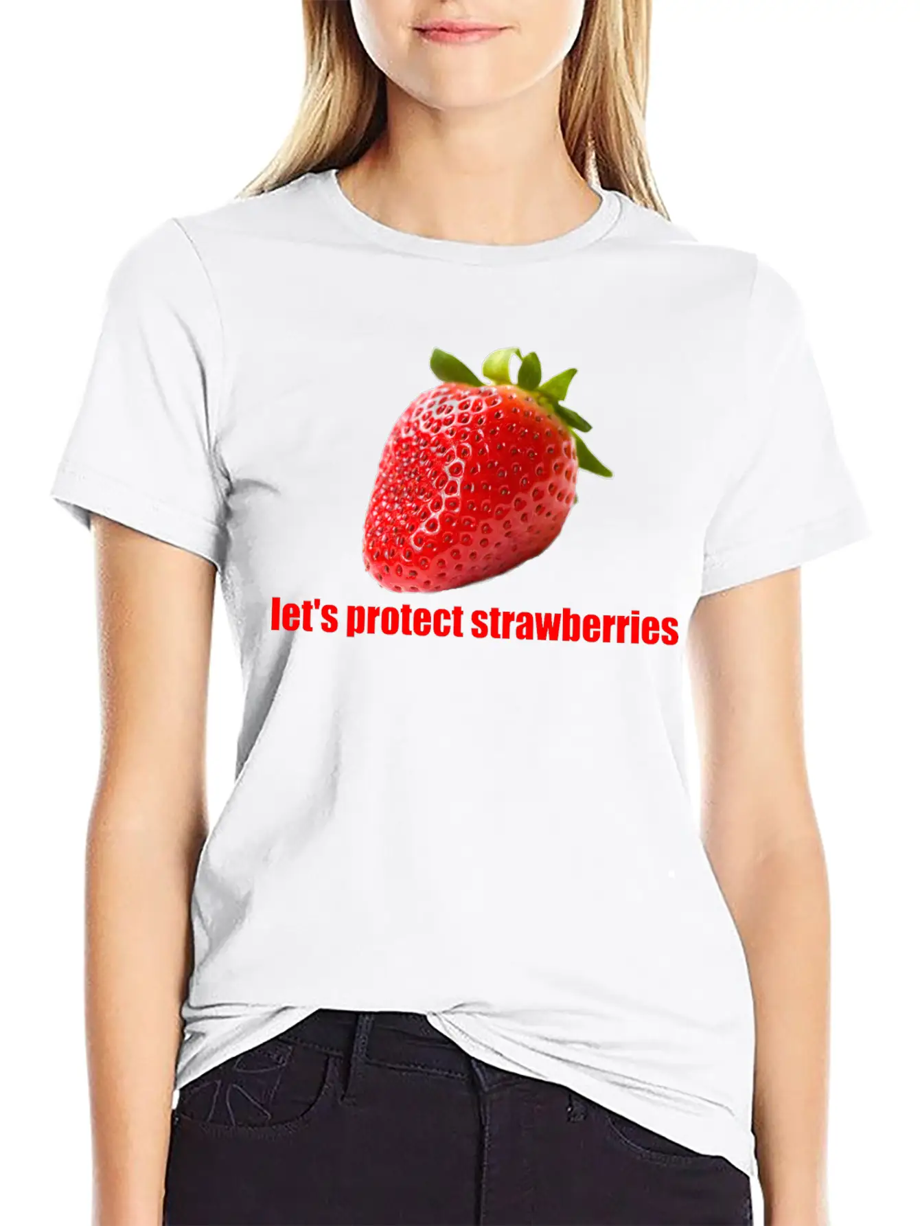 Let´s Protect Strawberries Stylish Everyday T-Shirt – Unisex Basic Cotton Tee