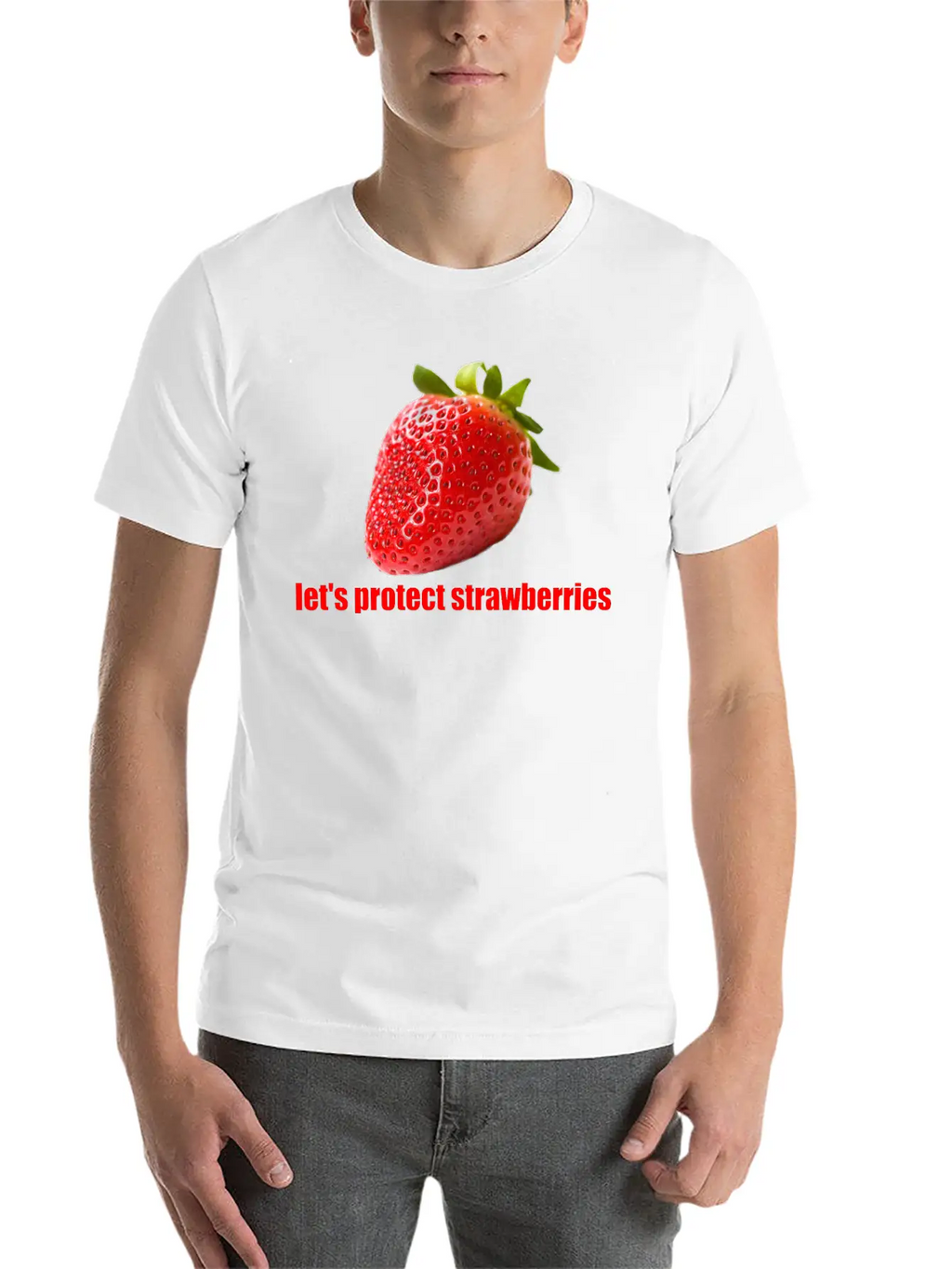 Let´s Protect Strawberries Stylish Everyday T-Shirt – Unisex Basic Cotton Tee
