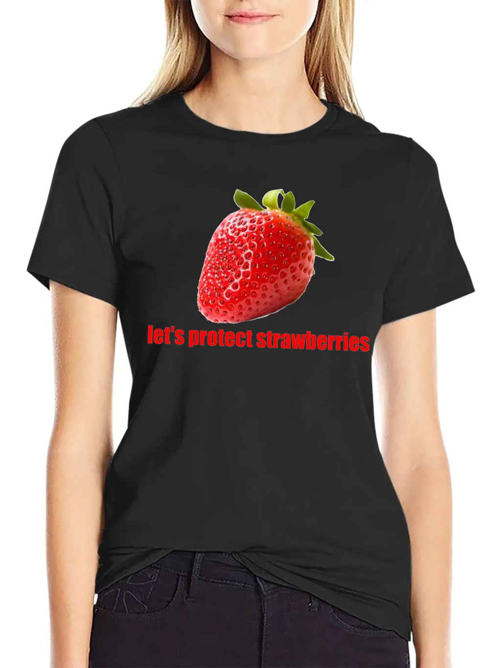 Let´s Protect Strawberries Stylish Everyday T-Shirt – Unisex Basic Cotton Tee